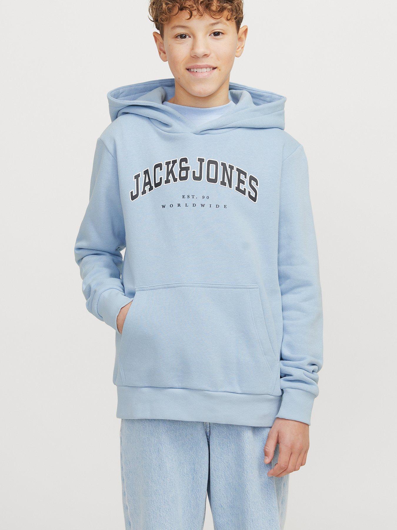 Image of Jack & Jones Junior Boys Caleb Varsity Hoodie - Chambray Blue - Light Blue
