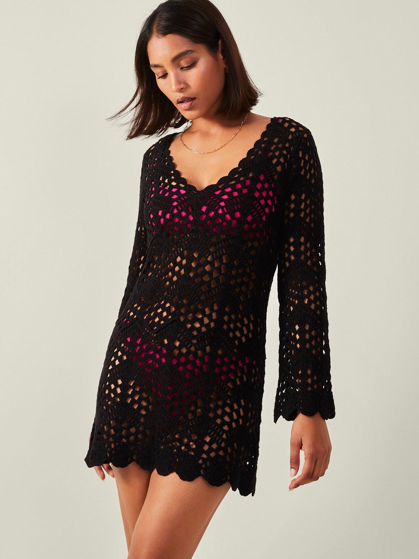 Accessorize Crochet Kaftan Black Very