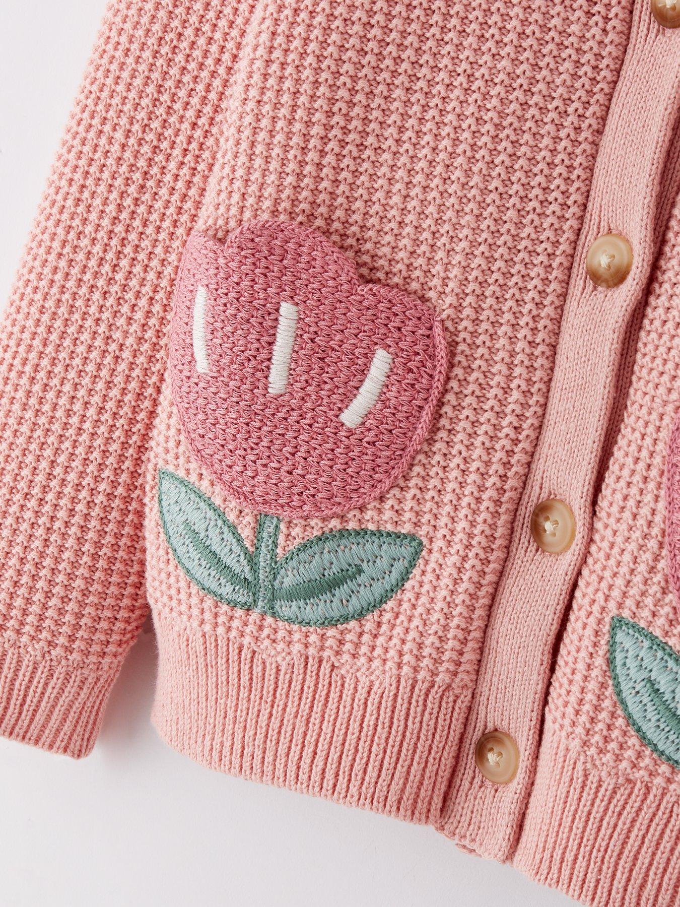 Image 3 of 4 of Mini V by Very Girls Pocket Button Through Cardigan - Pink