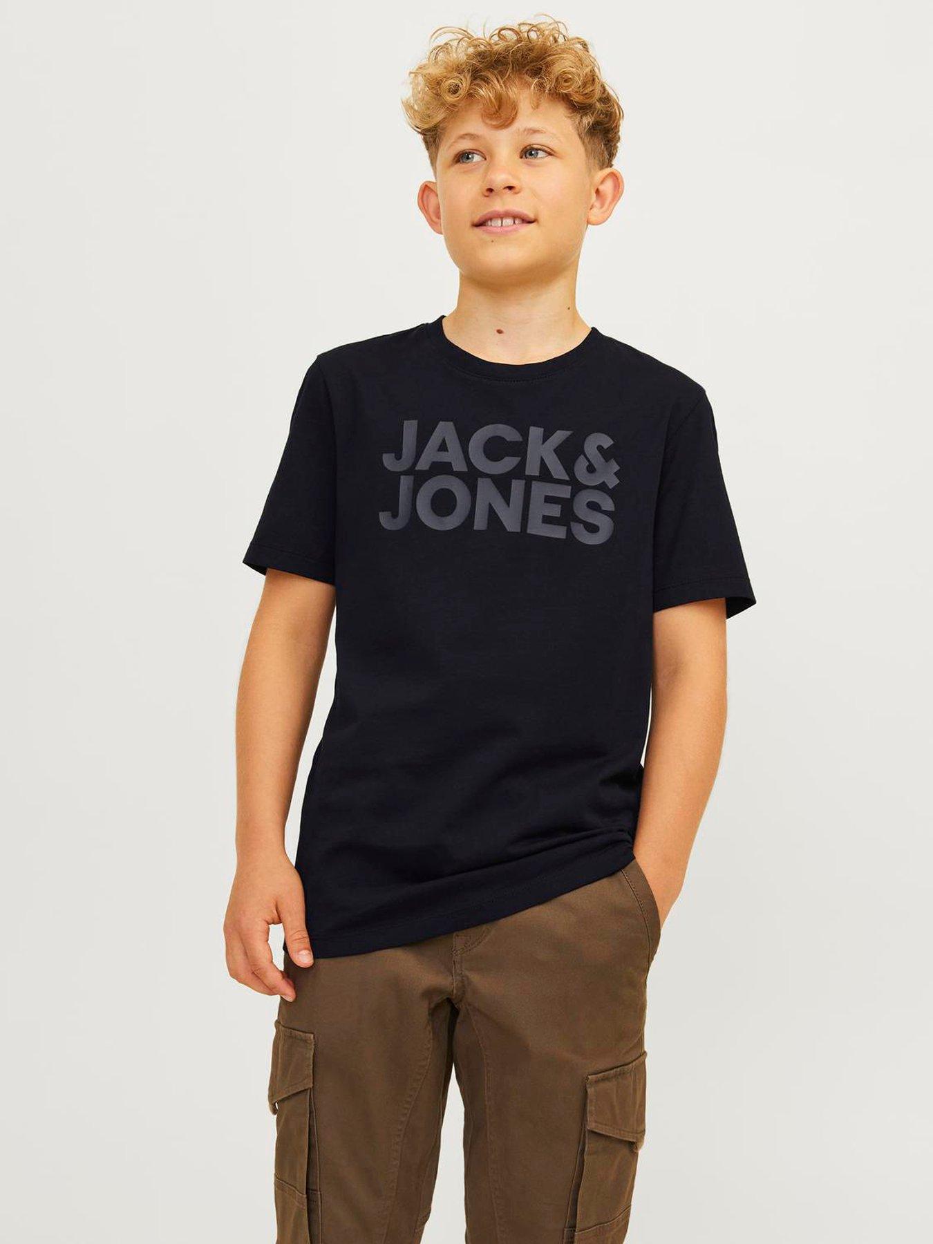 Jack & Jones Junior Boys Corp Logo Short Sleeve T-Shirt - Black
