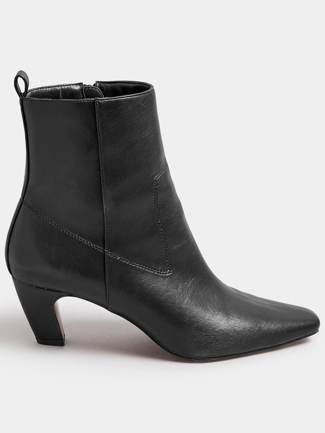 Long Tall Sally Mid Heel Pu Ankle Boot Black Very