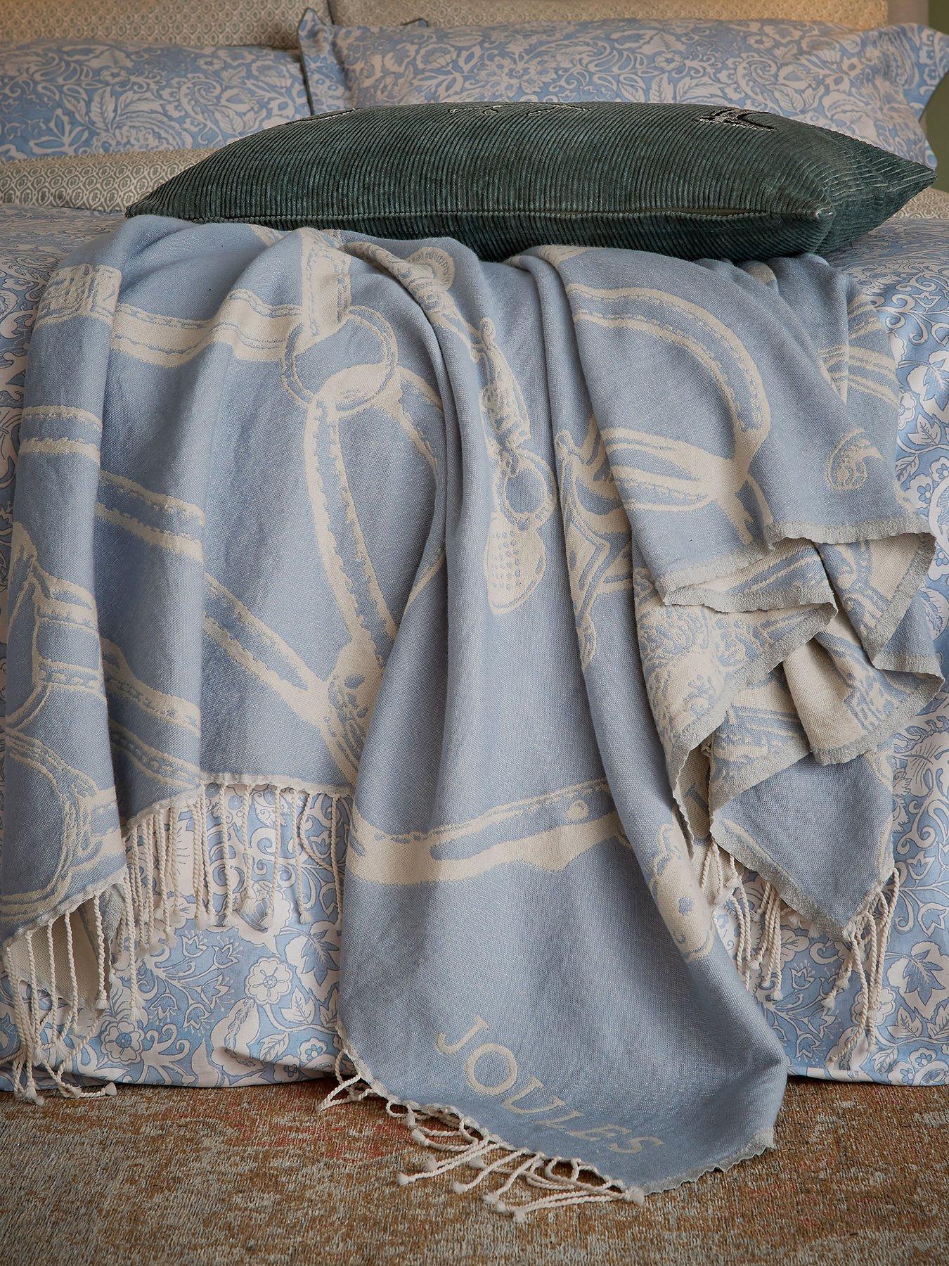 Image 6 of 6 of Joules Bridle 100% Cotton Percale Throw 140X180cm- Blue