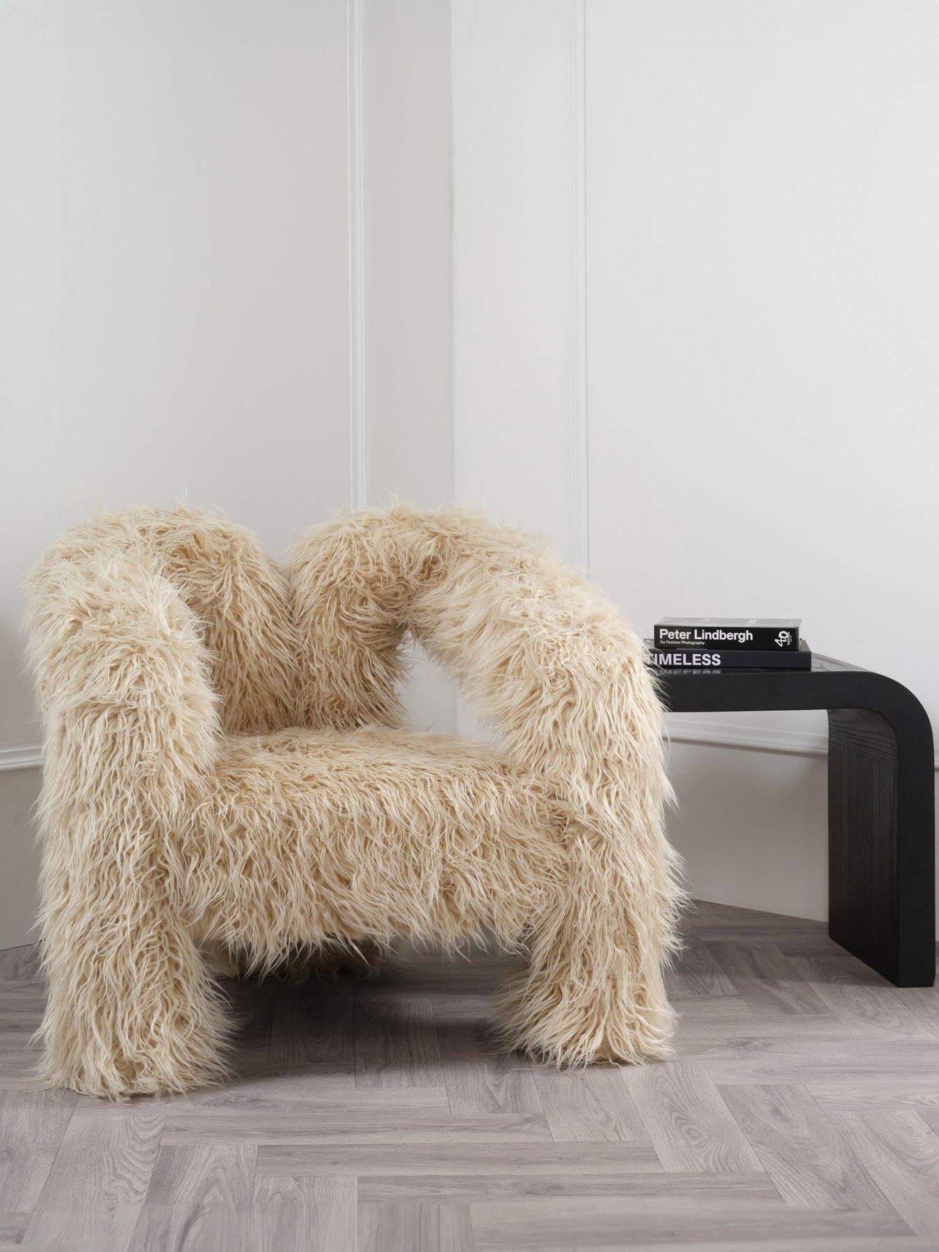 Product photograph of Lpd Furniture Freyja Ivory Faux Fur Chair from very.co.uk