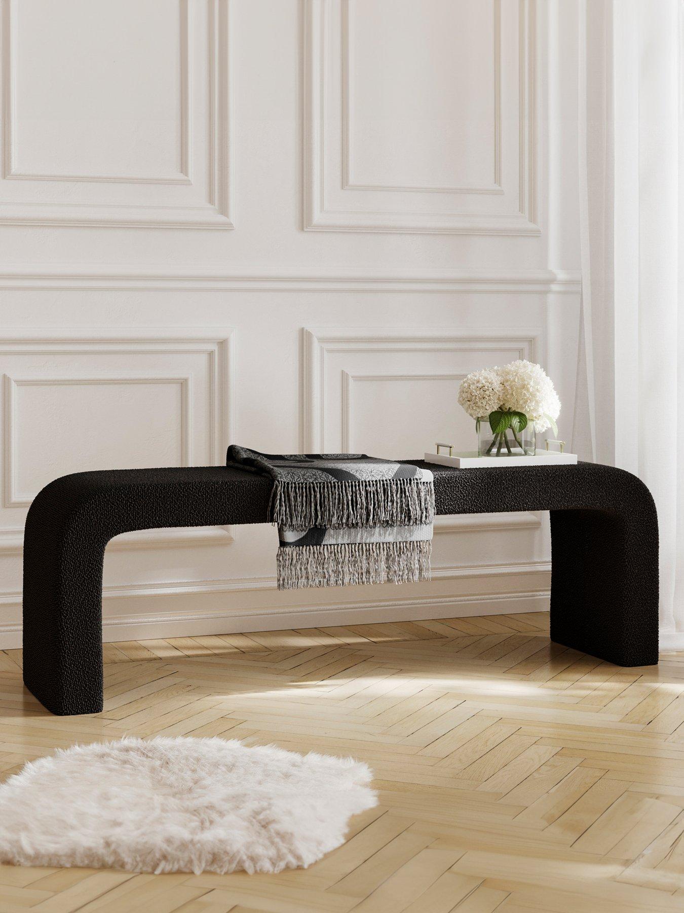 LPD Home Ren Black Boucle Bench
