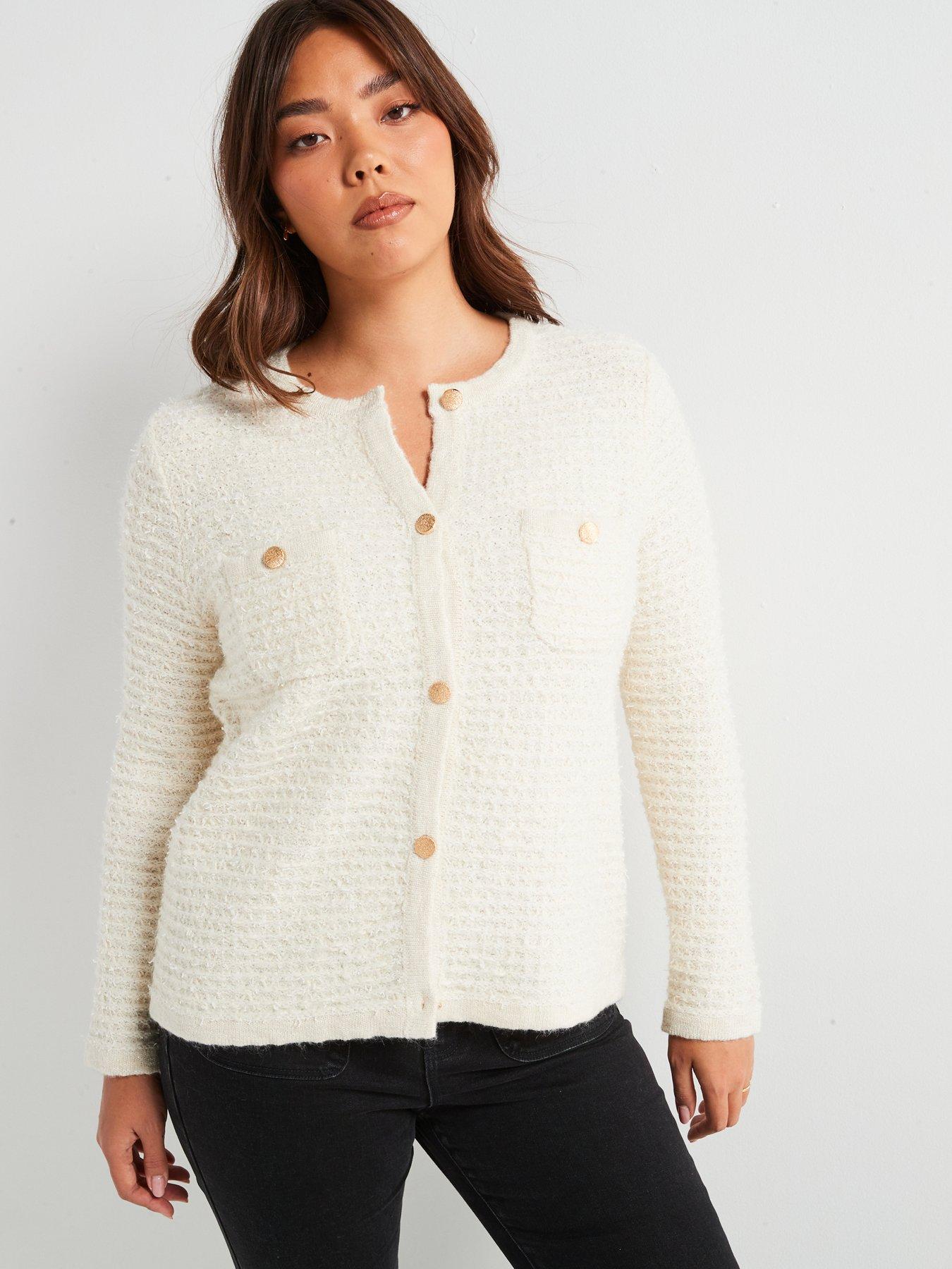 undefined Textured Trophy Cardigan - Cream
