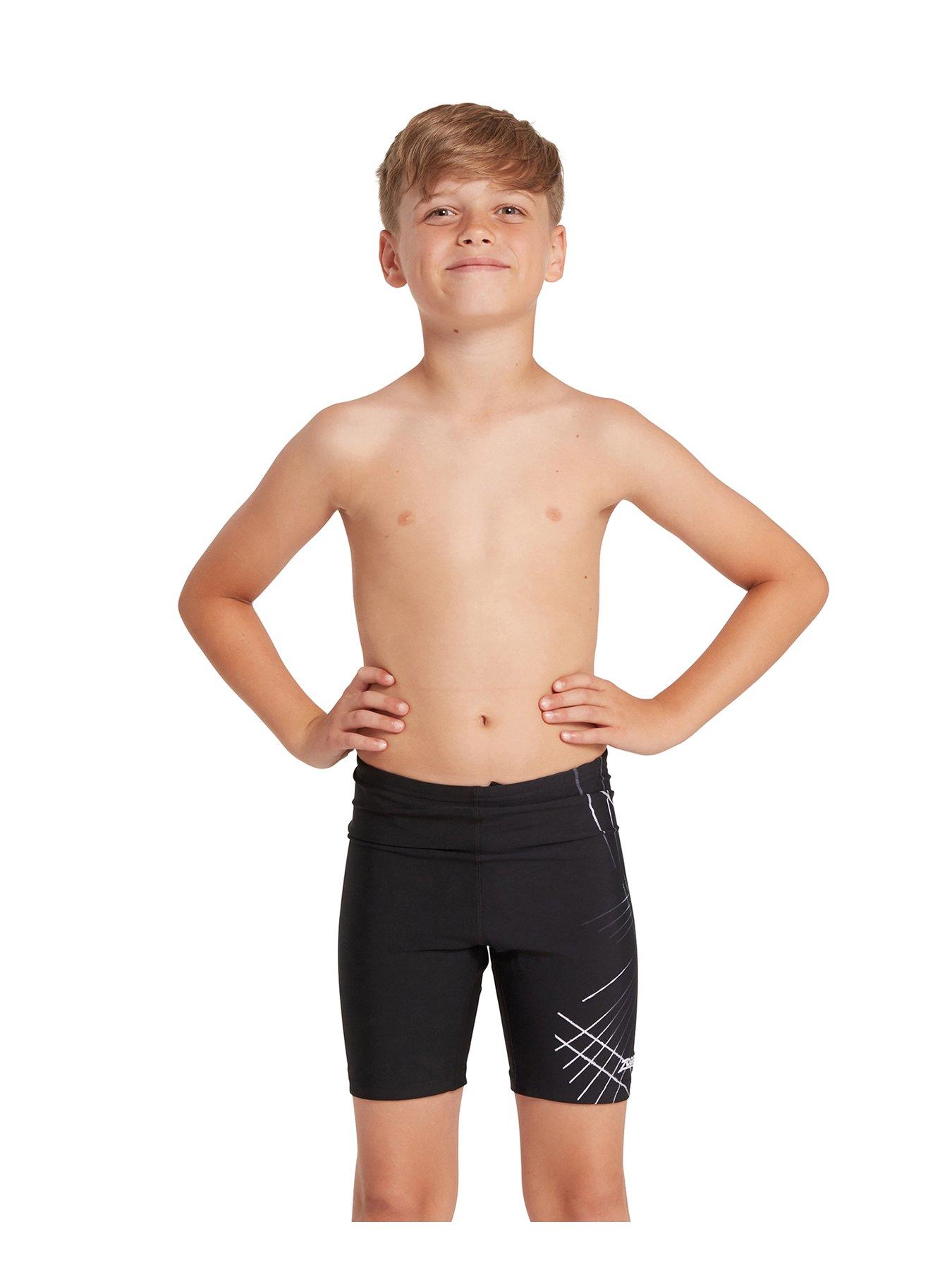 undefined Boys Ecolast+ Etch Mid Jammer Swim Shorts - Black