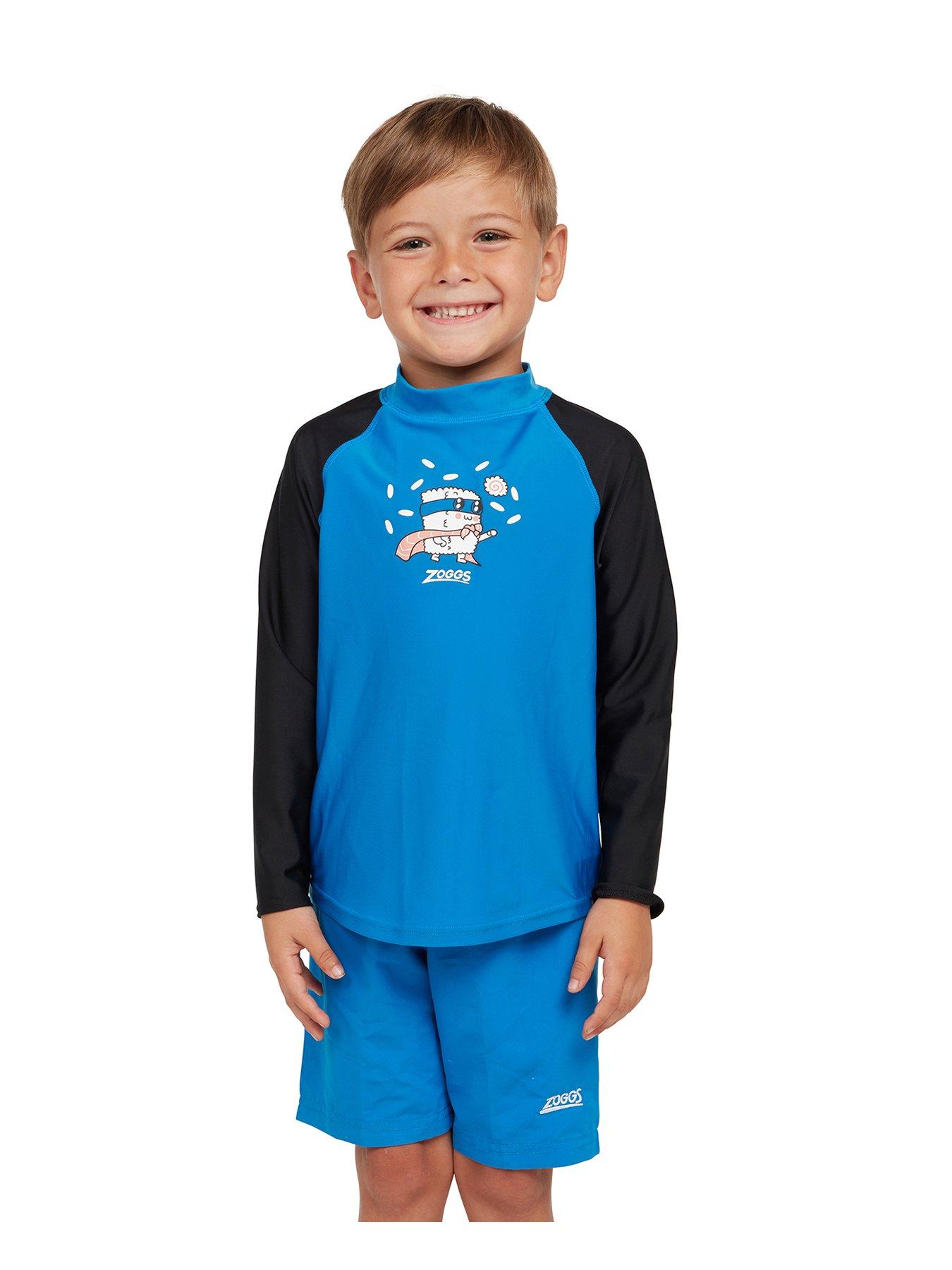 undefined Boys Ecolast Super Sushi Long Sleeve Zip Sun Top - Blue