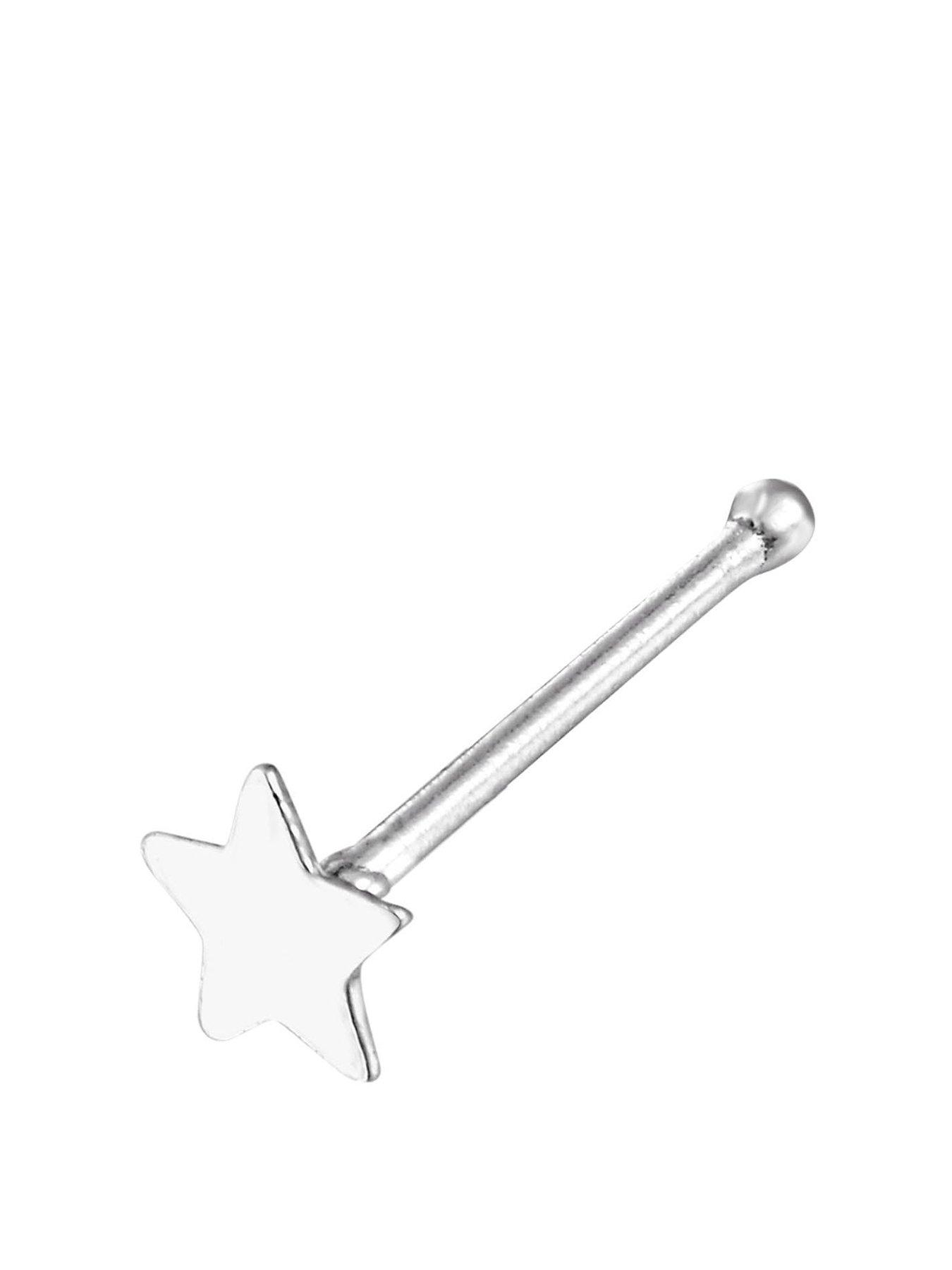 Product photograph of The Love Silver Collection Sterling Silver Tiny Star Shape Nose Stud from very.co.uk