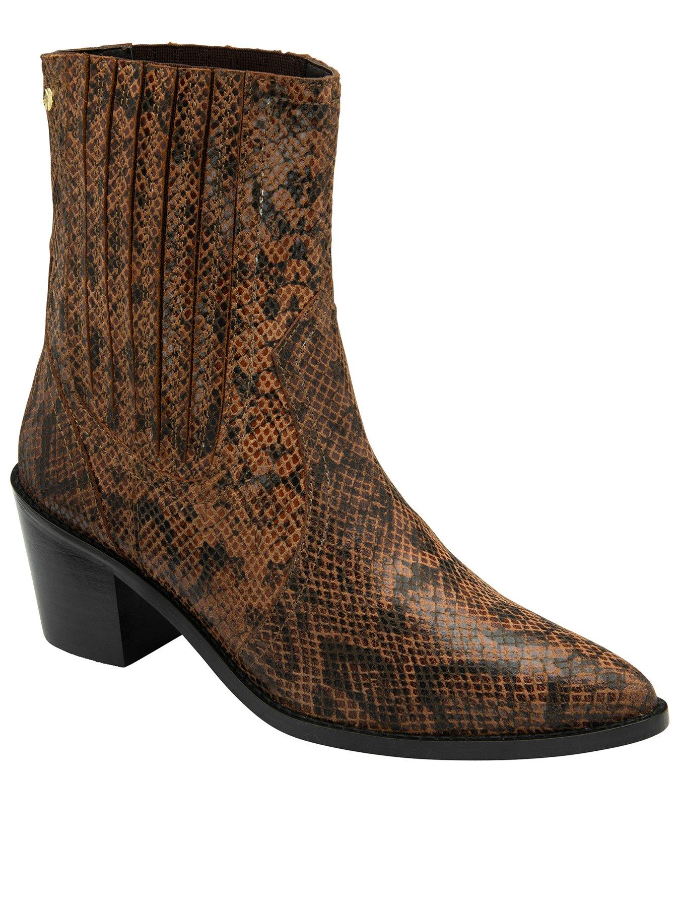 Ravel Langton Snake Ankle Boot - Tan, Brown, Size 5, Women