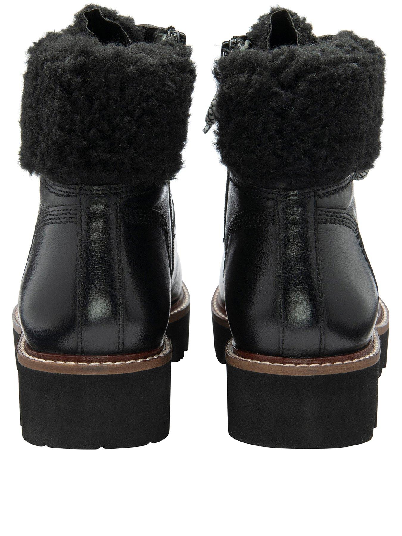 Ravel Clyde Leather Fur Lined Hiker Ankle Boot Black Very