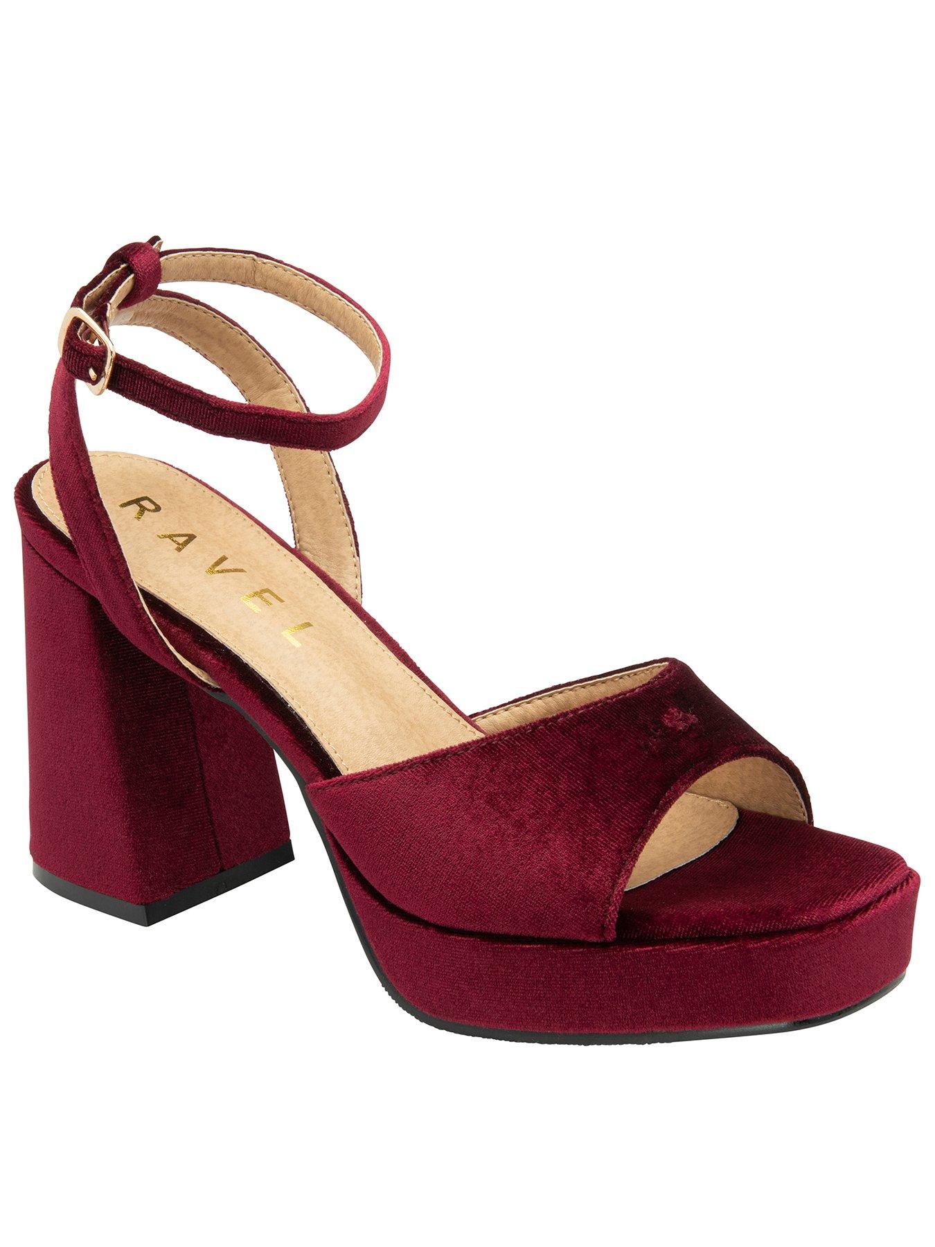 Burgundy velvet platform heels hotsell