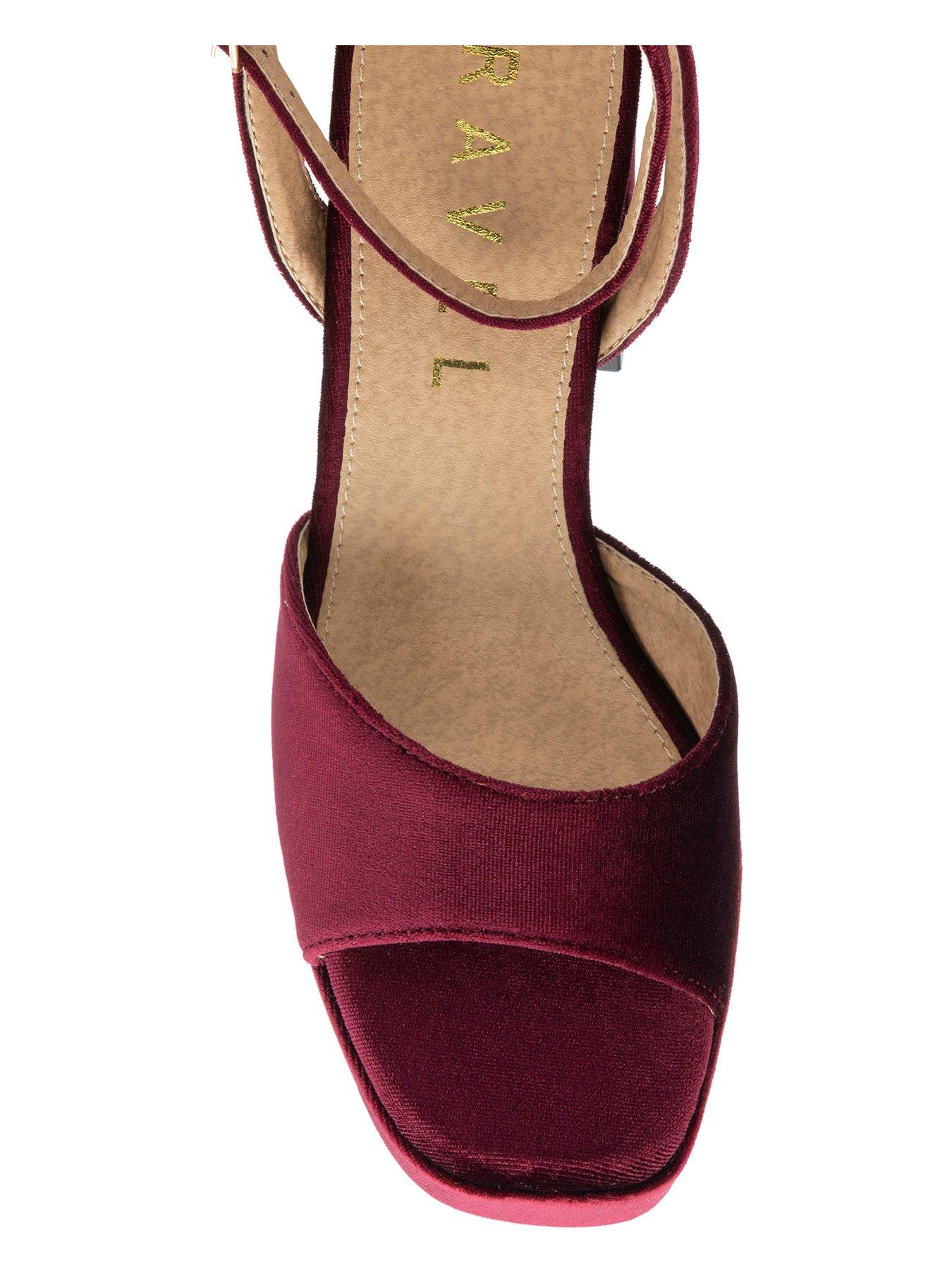 Surina Velvet Platform Heels Burgundy
