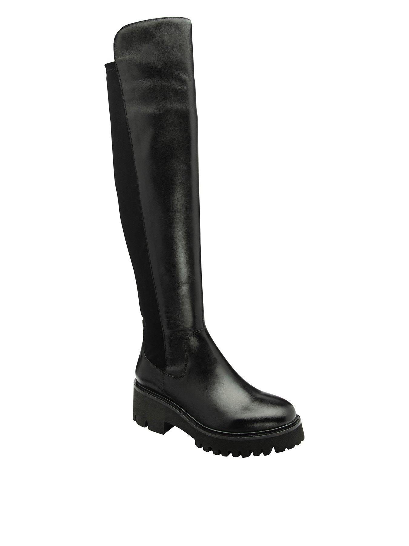 undefined Thornton Over The Knee Leather Boot - Black