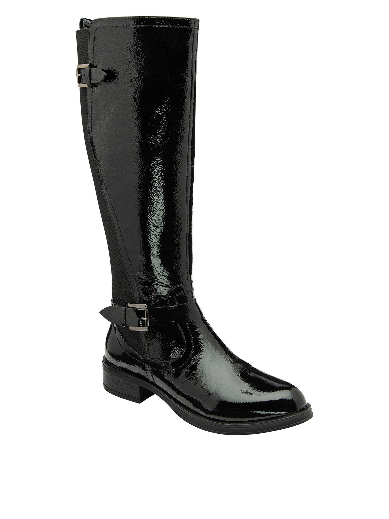 undefined Eildon Leather Knee High Boot - Black Crinkle