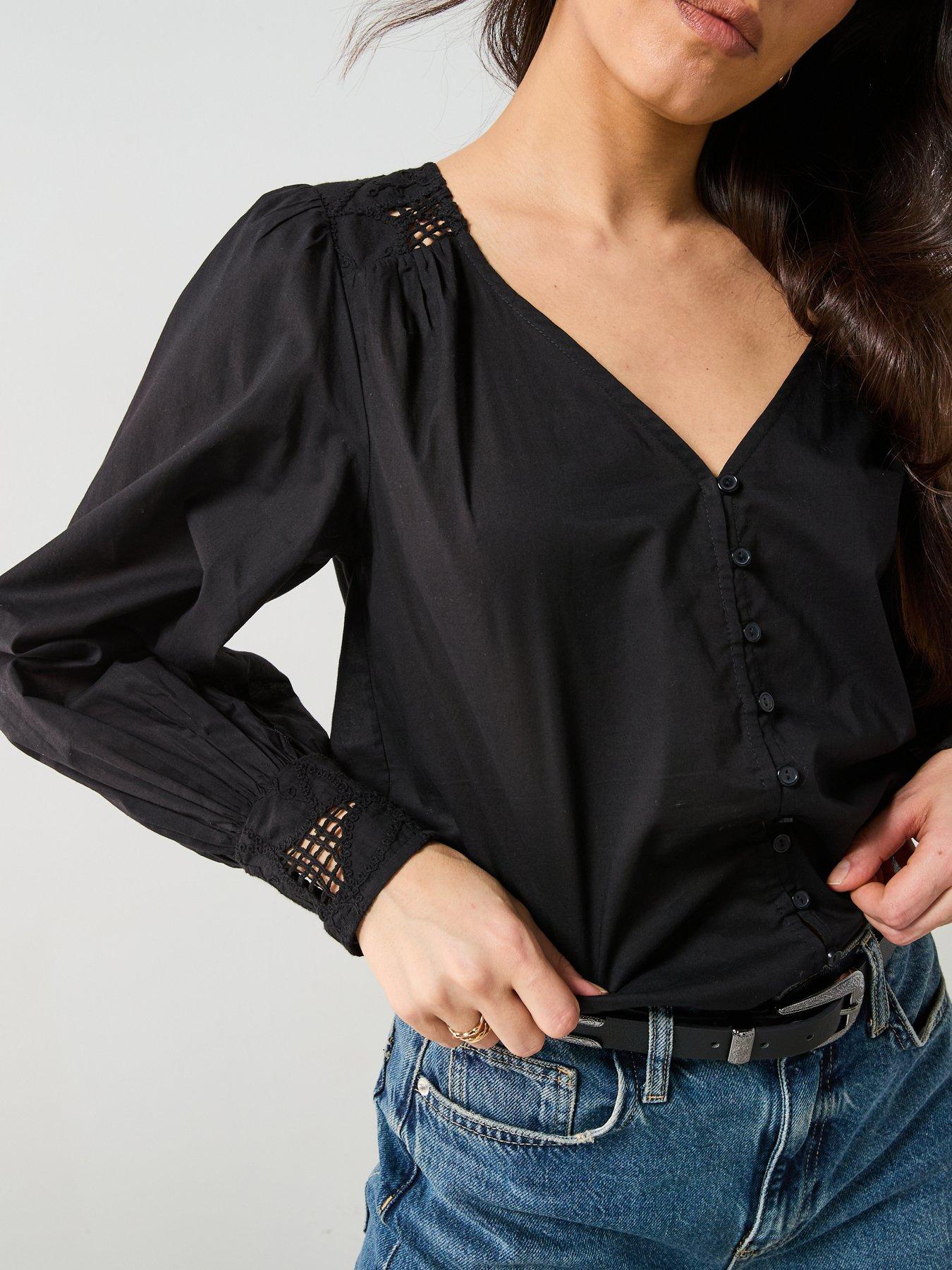 V Yoke Henley Blouse