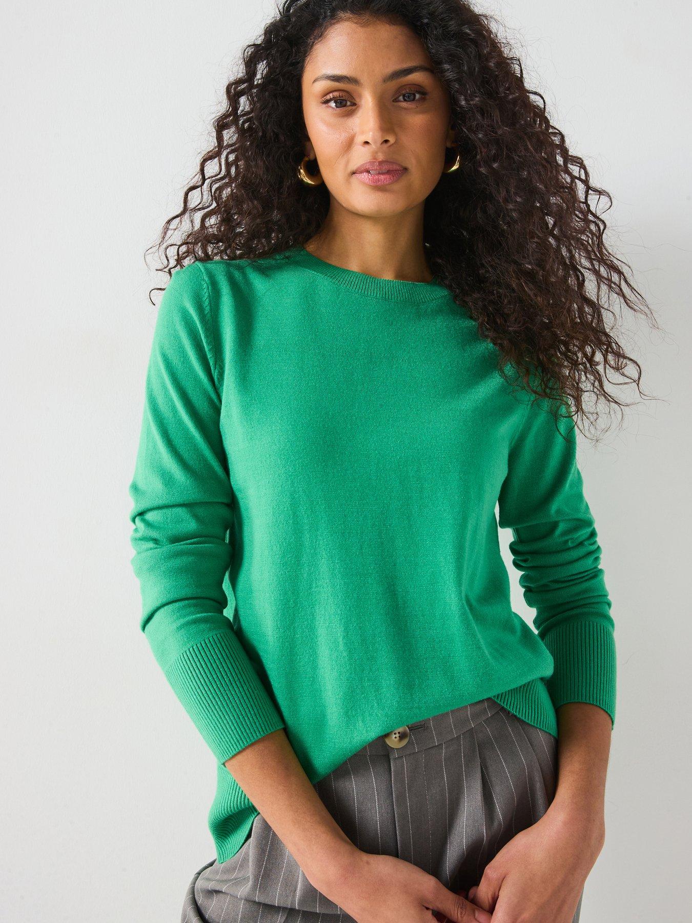 undefined Relaxed Crew Neck Jumper - Green
