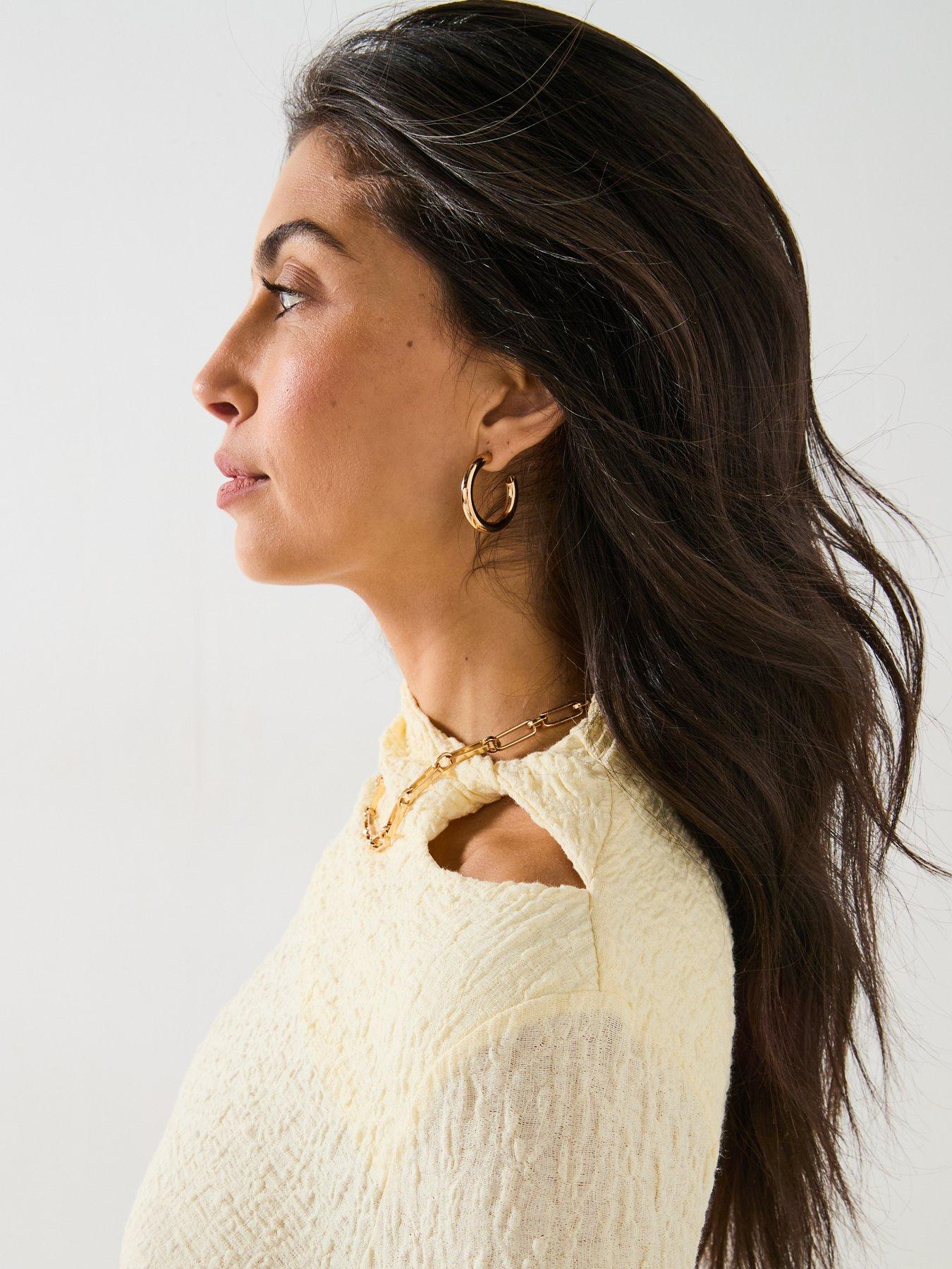 Image 6 of 6 of V by Very Textured Cut Out Bodycon Dress - Yellow