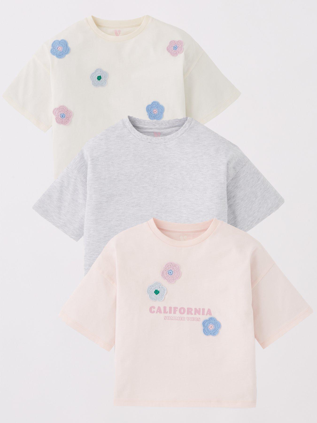 undefined Girls 3 Pack Floral T-Shirts - Multi