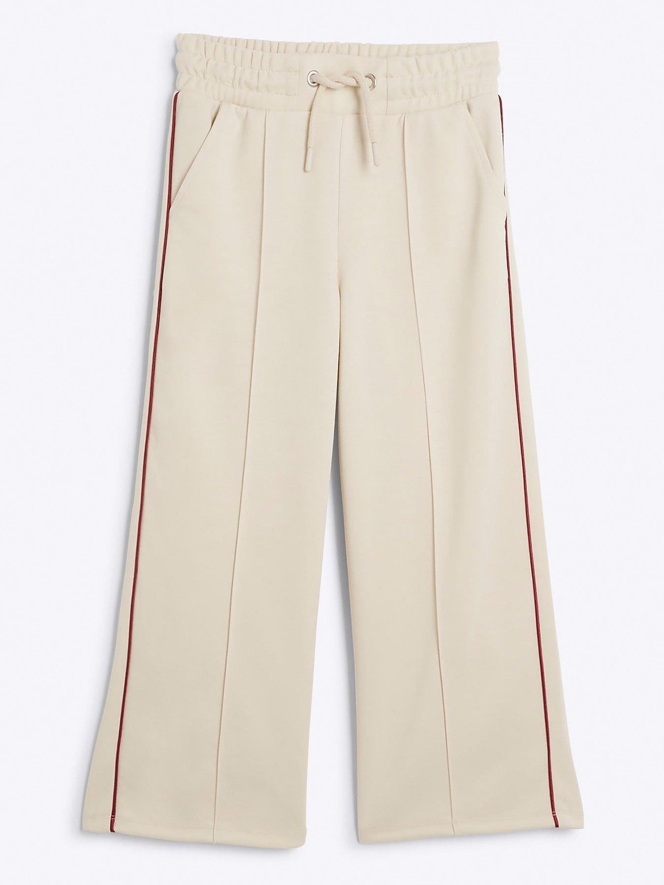 River Island Older Girl Seamed Wide Leg Joggers Cream Very