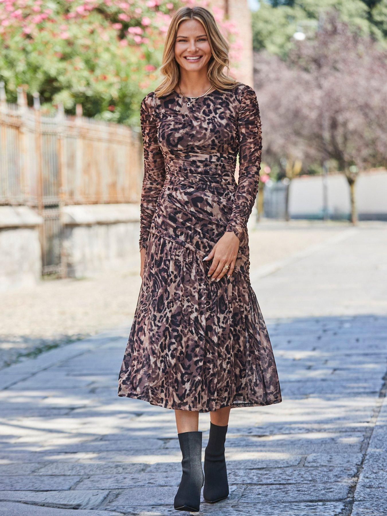 undefined Animal Mesh Maxi Dress - Print