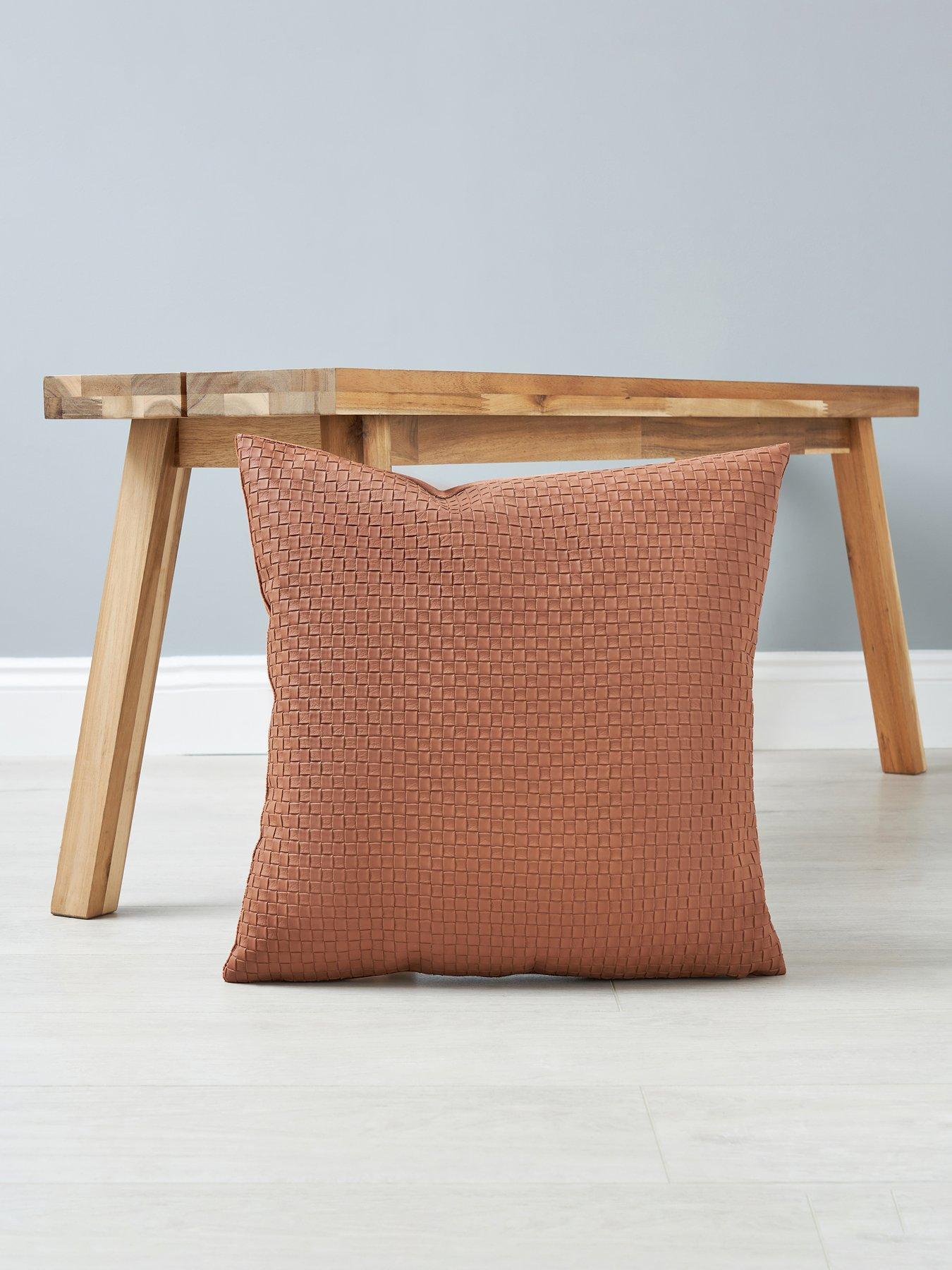 Product photograph of Very Home Weave Faux Leather Cushion from very.co.uk