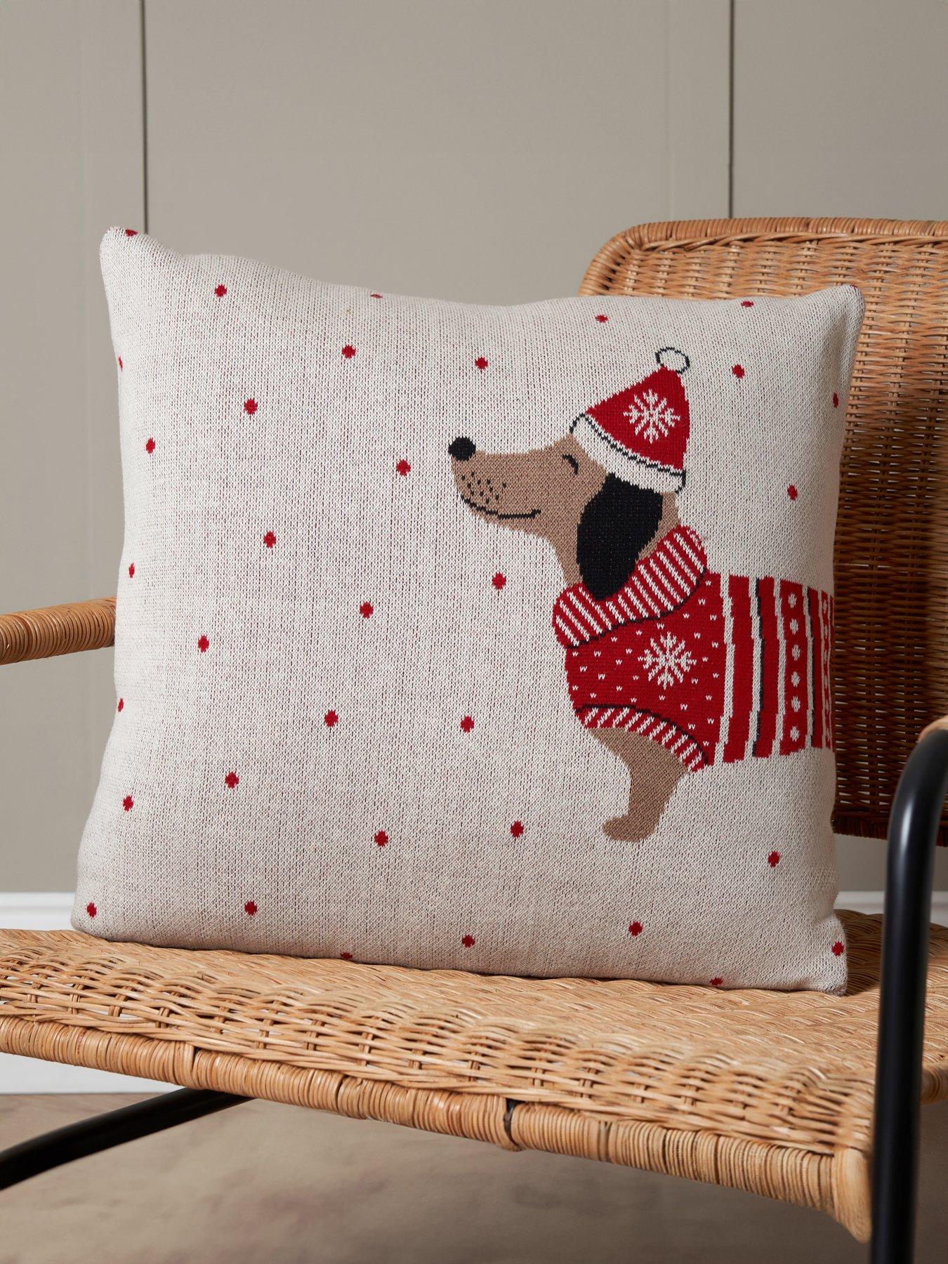 Product photograph of Very Home Christmas Santa Paws Cushion from very.co.uk