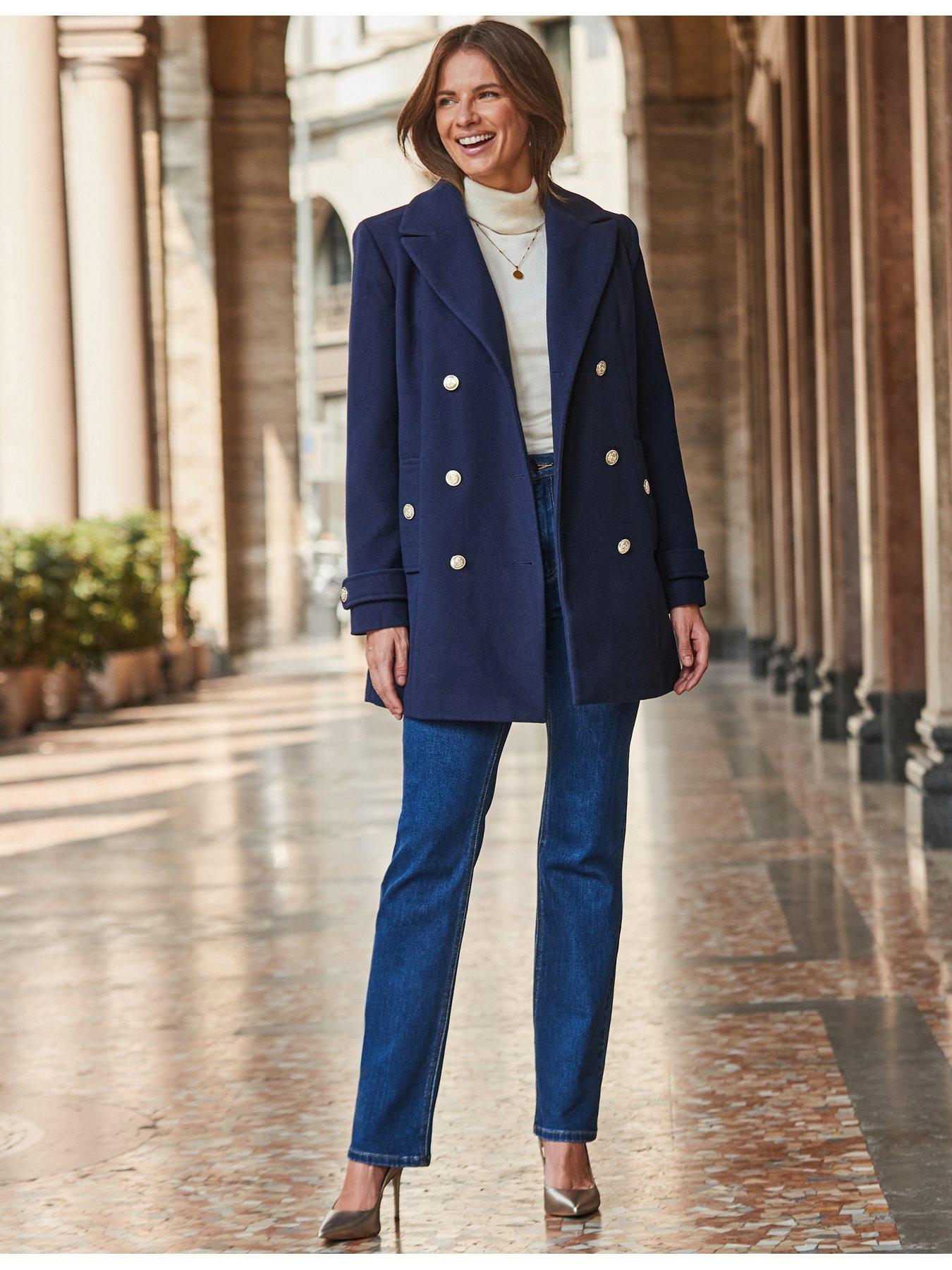 Sosandar Short Peacoat With Gold Buttons Very