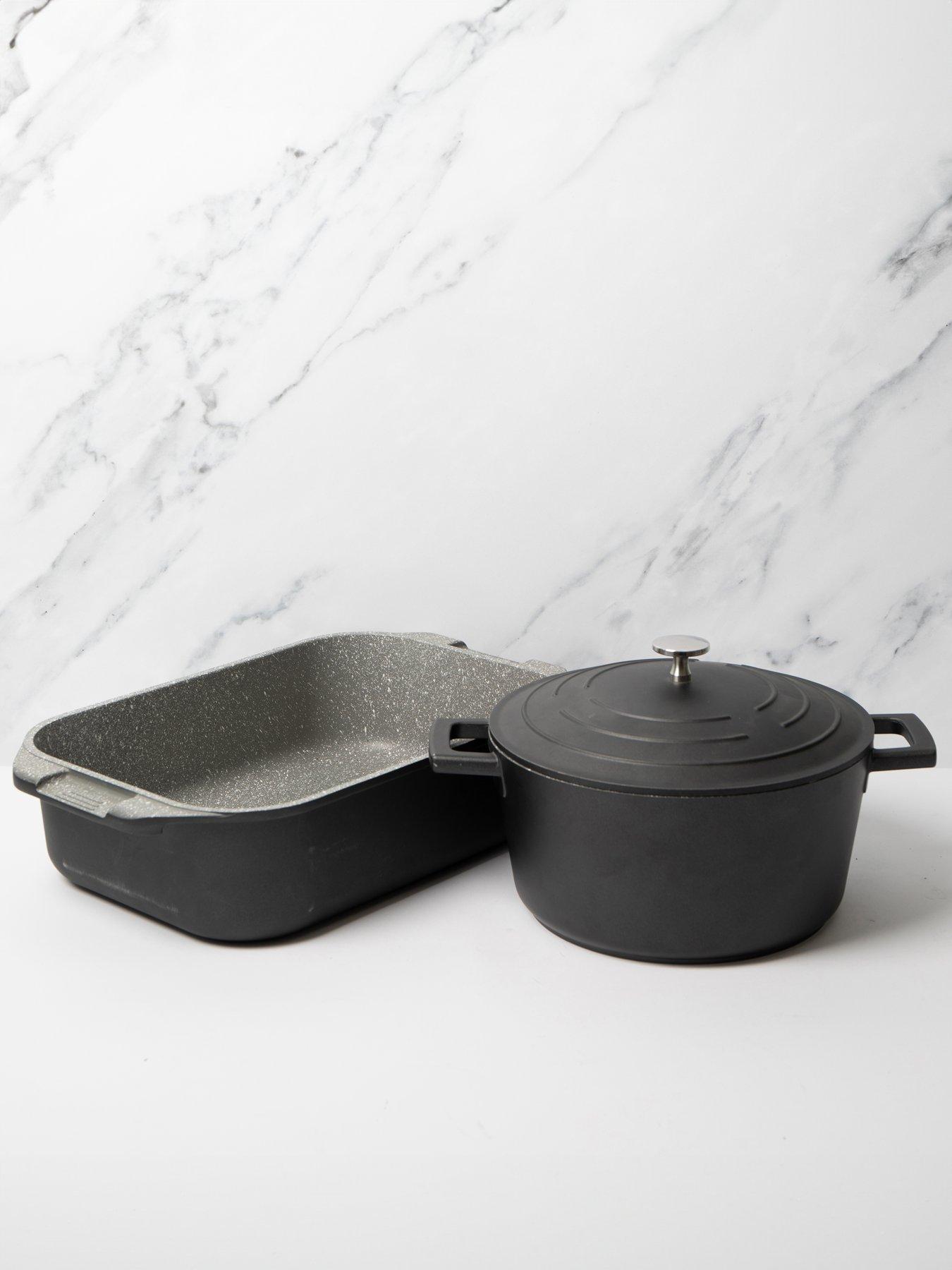 Product photograph of Masterclass 2-piece Cast Aluminium Cookware Set Ndash Includes Casserole Dish And Roasting Pan from very.co.uk