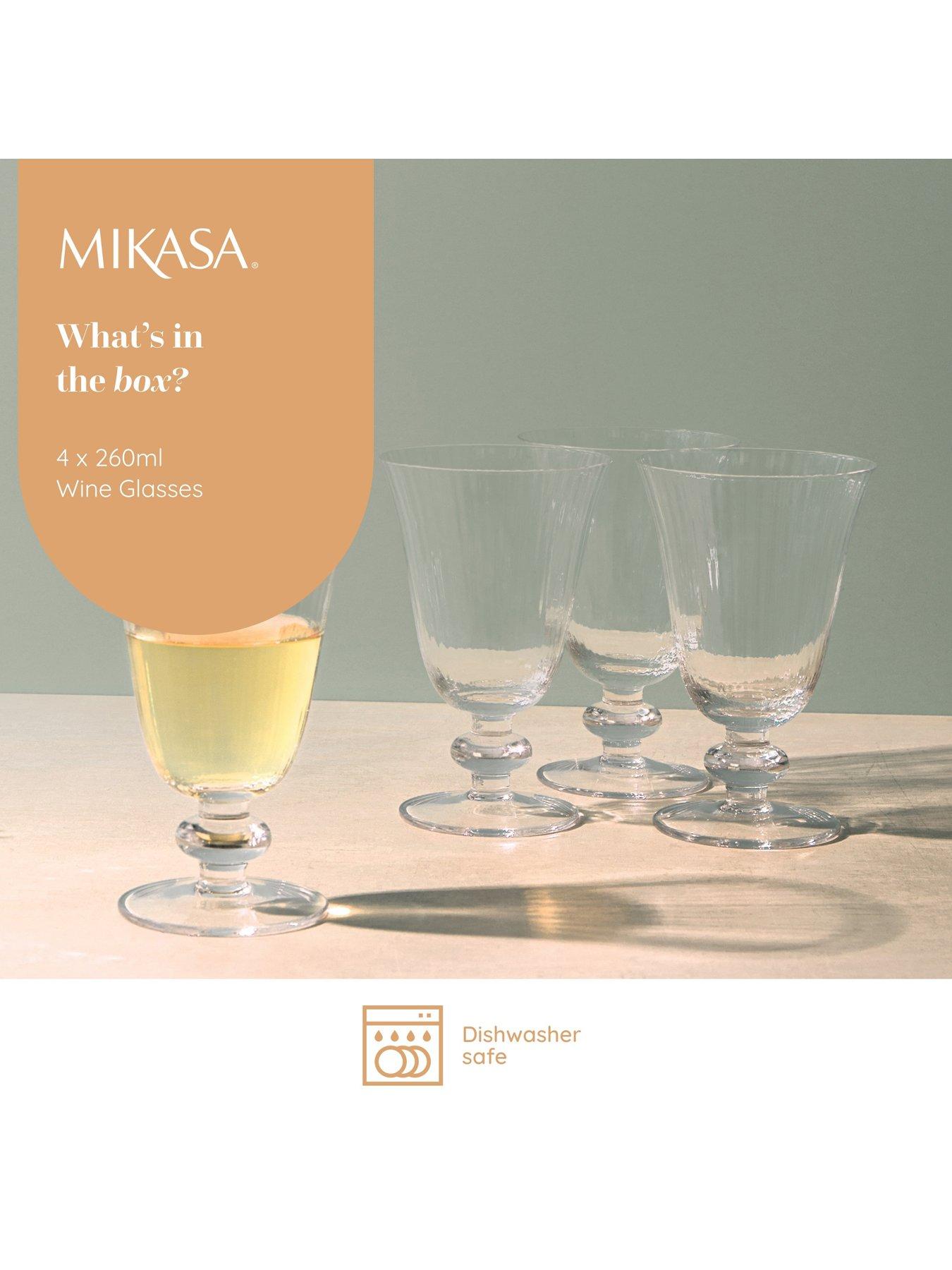 Image 4 of 6 of Mikasa Salerno Set of 4 Short-Stemmed Crystal White Wine Glasses