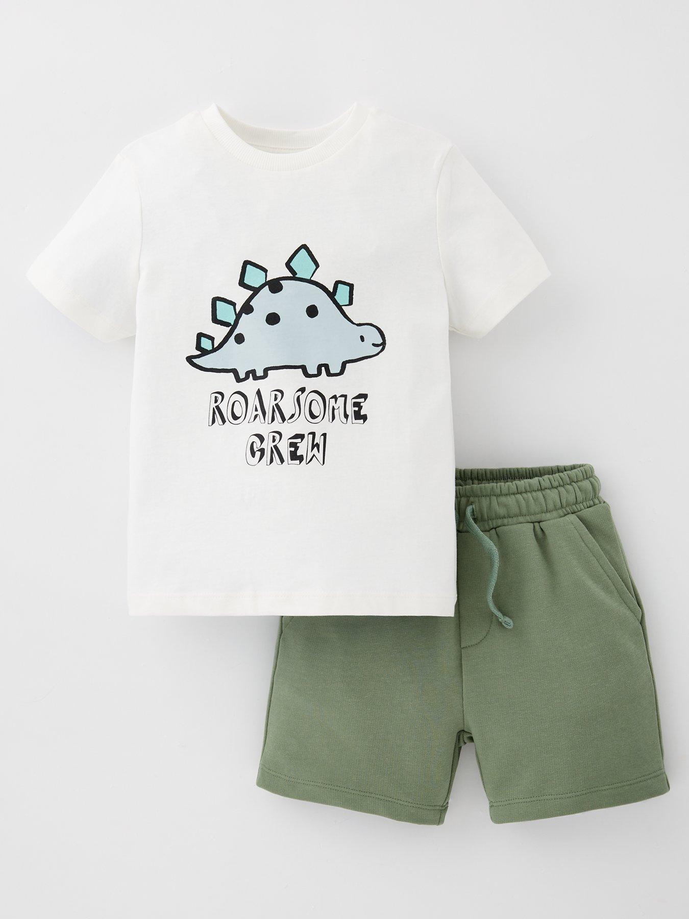 Image of Everyday Boys Dinosaur Print Short Sleeve T-Shirt and Short Set - Multi