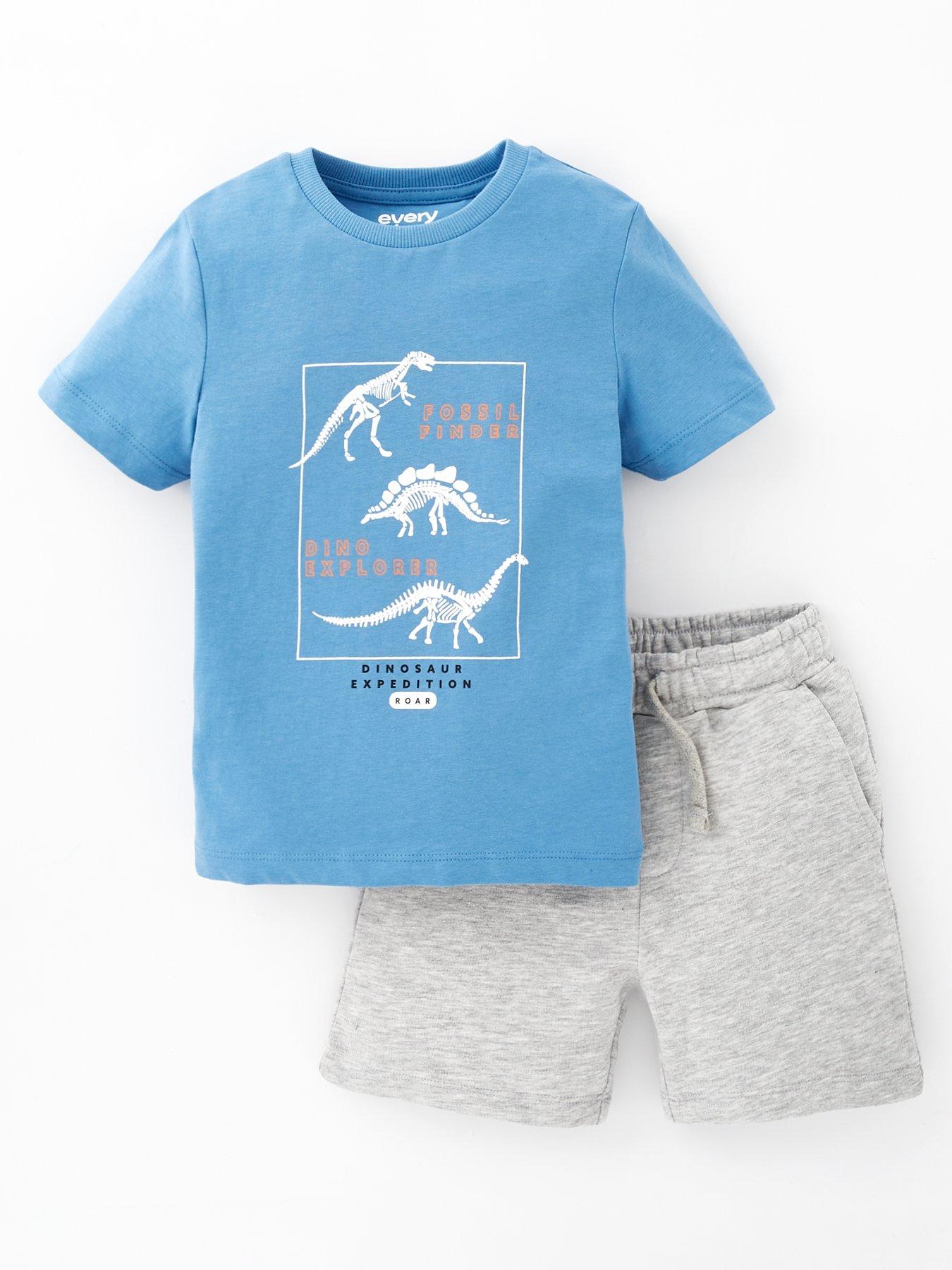 Image of Everyday Boys Dinosaur Print Graphic T-Shirt and Short Set - Multi