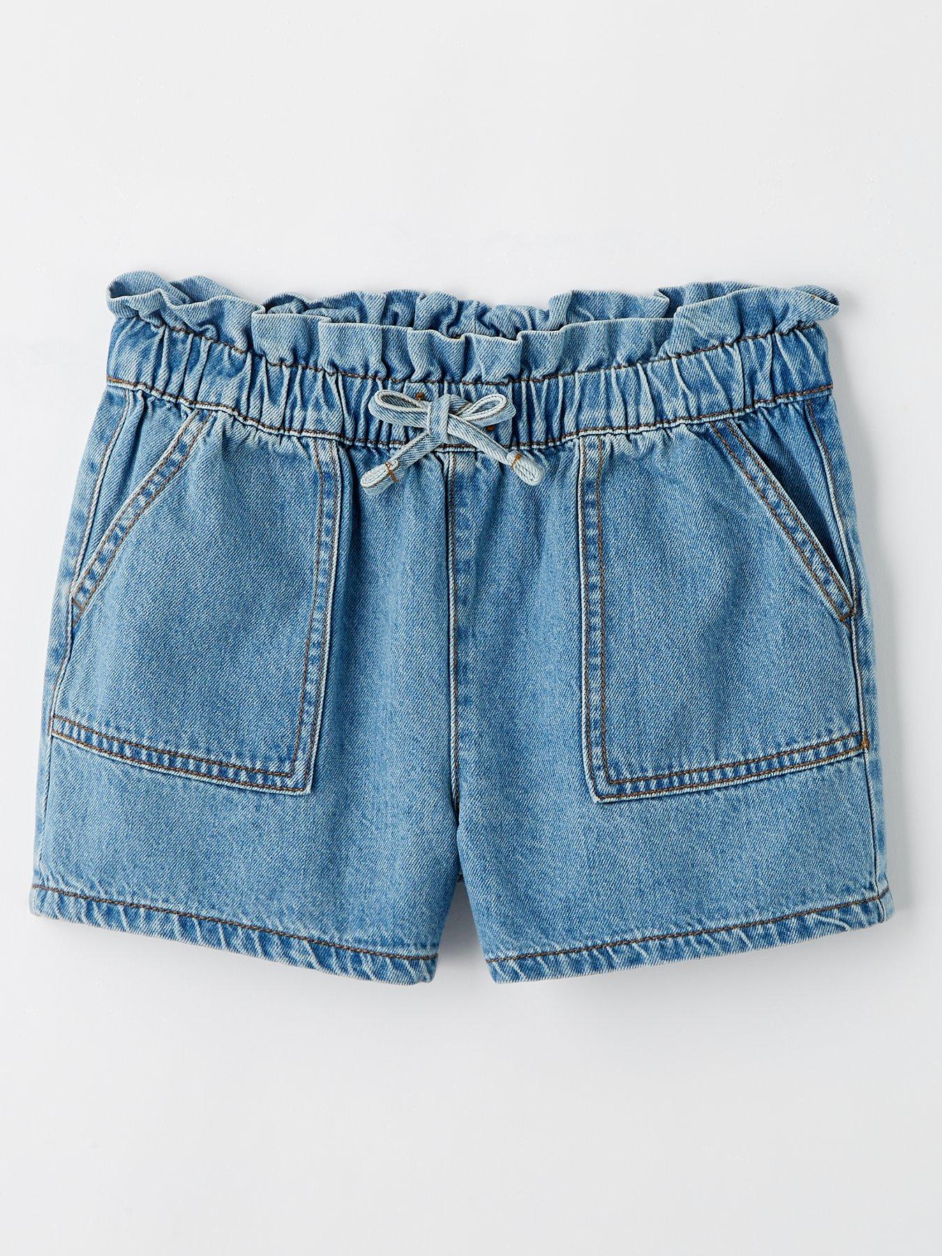 undefined Girls Denim Paper Bag Short - Blue