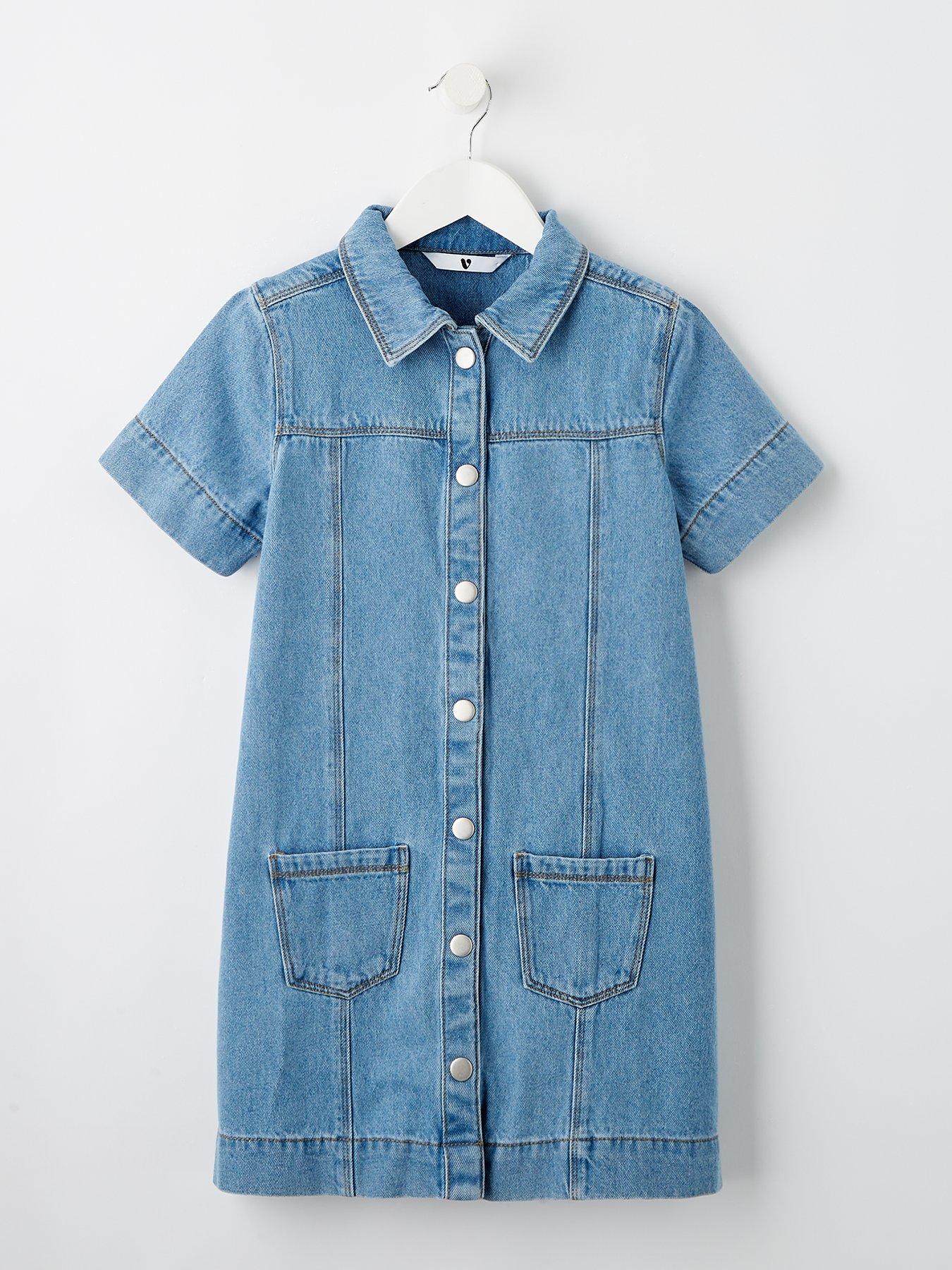 undefined Girls Button Through Denim Dress