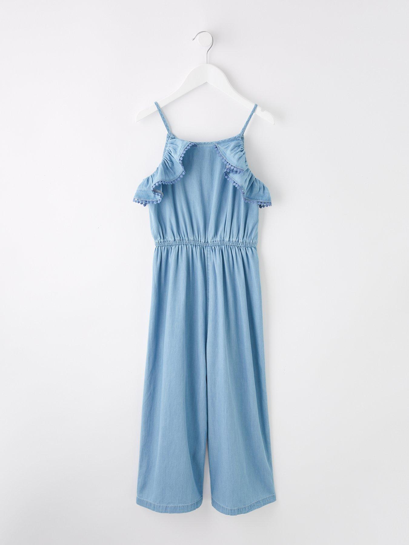 Image 1 of 4 of V by Very Girls Chambray Wide Leg Jumpsuit - Multi