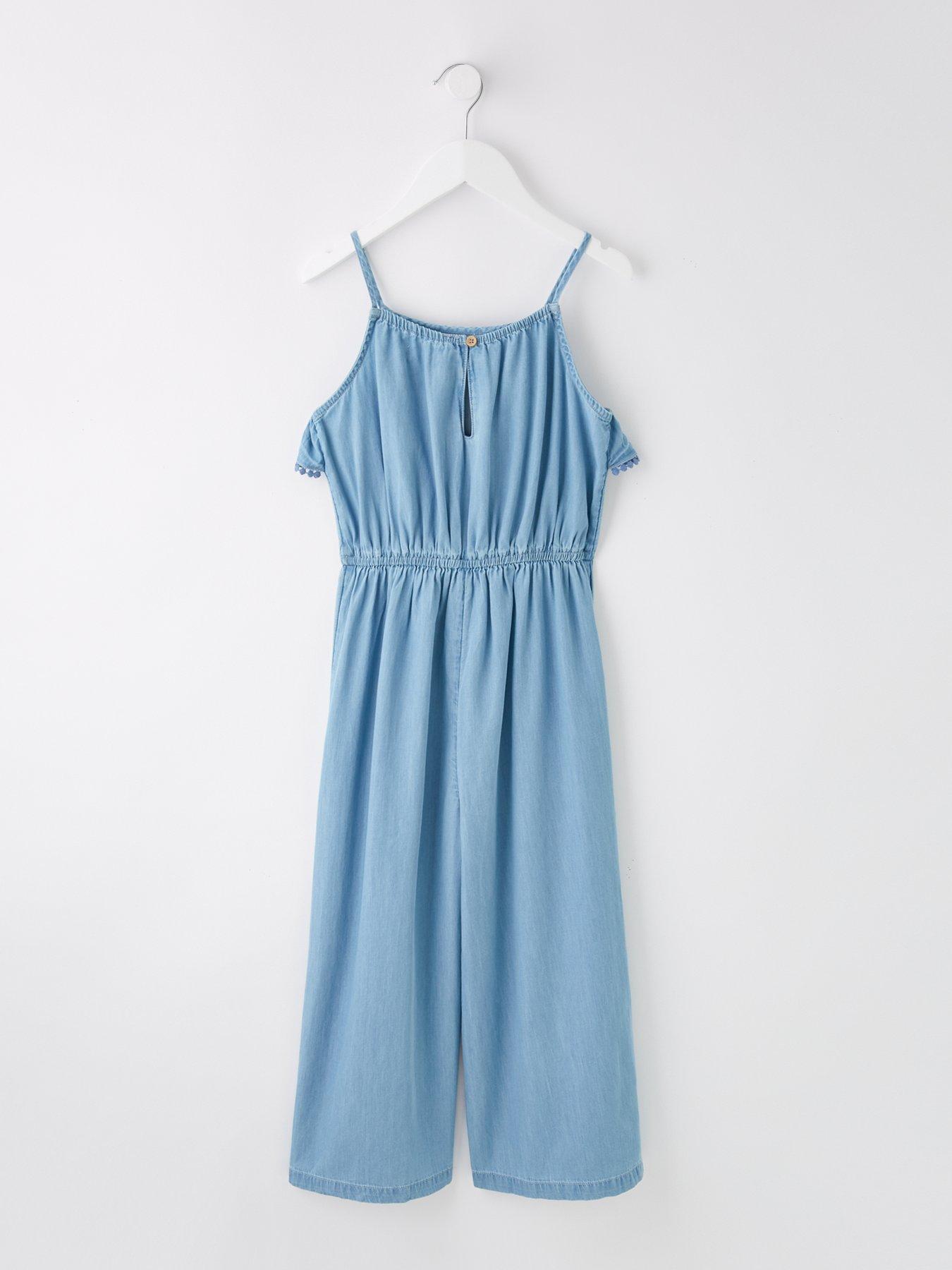 Image 2 of 4 of V by Very Girls Chambray Wide Leg Jumpsuit - Multi