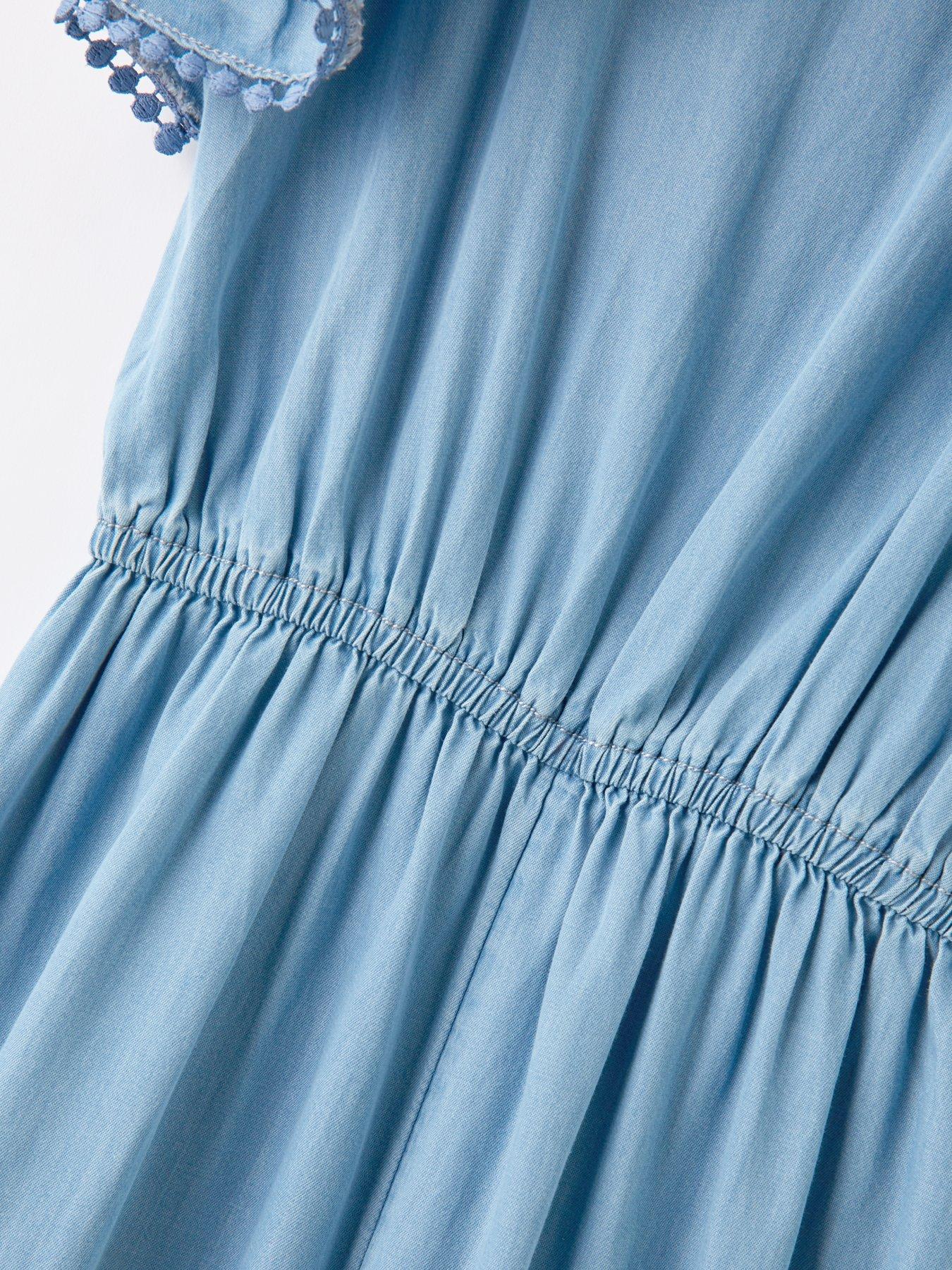 Image 4 of 4 of V by Very Girls Chambray Wide Leg Jumpsuit - Multi