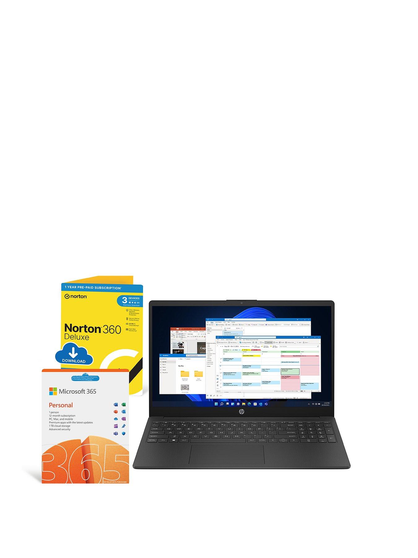 undefined Laptop 15-fc0038na - 15.6in FHD, AMD Ryzen 3, 8GB RAM, 256GB SSD, with Microsoft 365 Personal  &  Norton 360 1 Year Included - Black