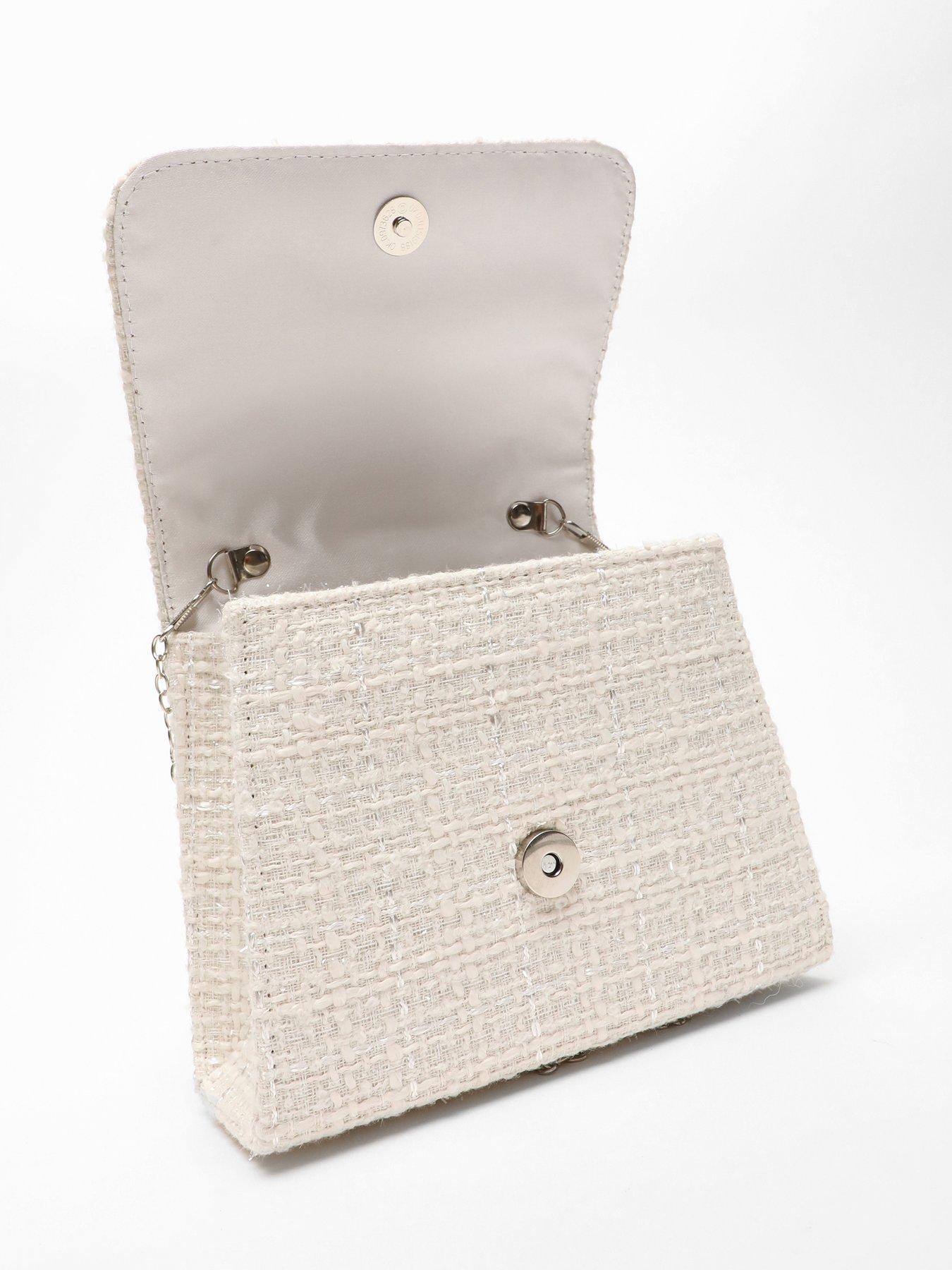 Image 4 of 4 of Quiz Cream Boucle Pearl Handle Bag