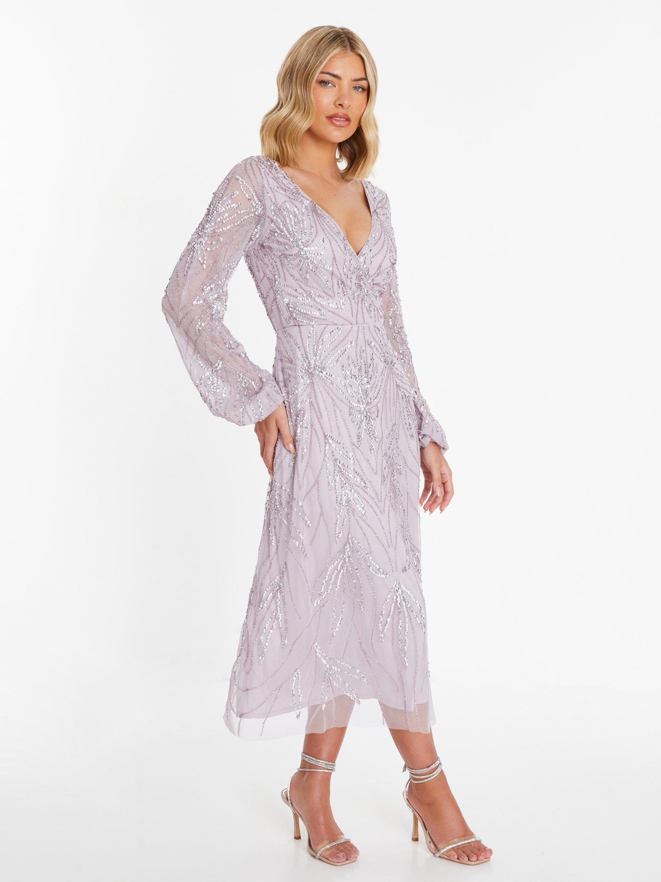 Quiz Lilac Embellished Wrap Midi Dress Very