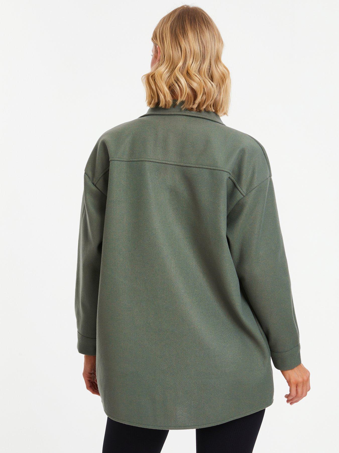 Image 2 of 6 of Quiz Khaki Button Front Shacket