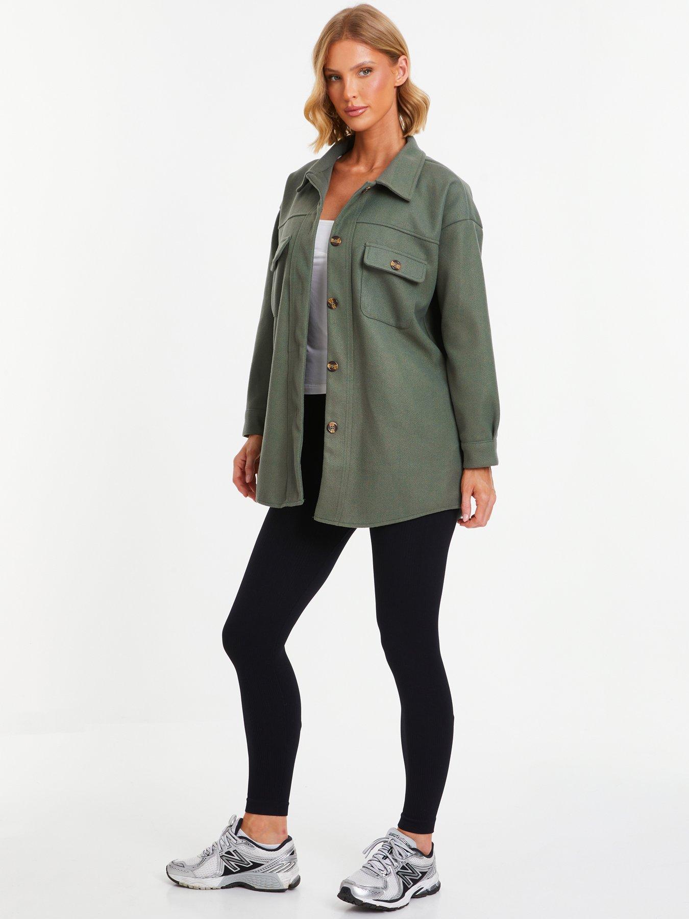 Image 3 of 6 of Quiz Khaki Button Front Shacket
