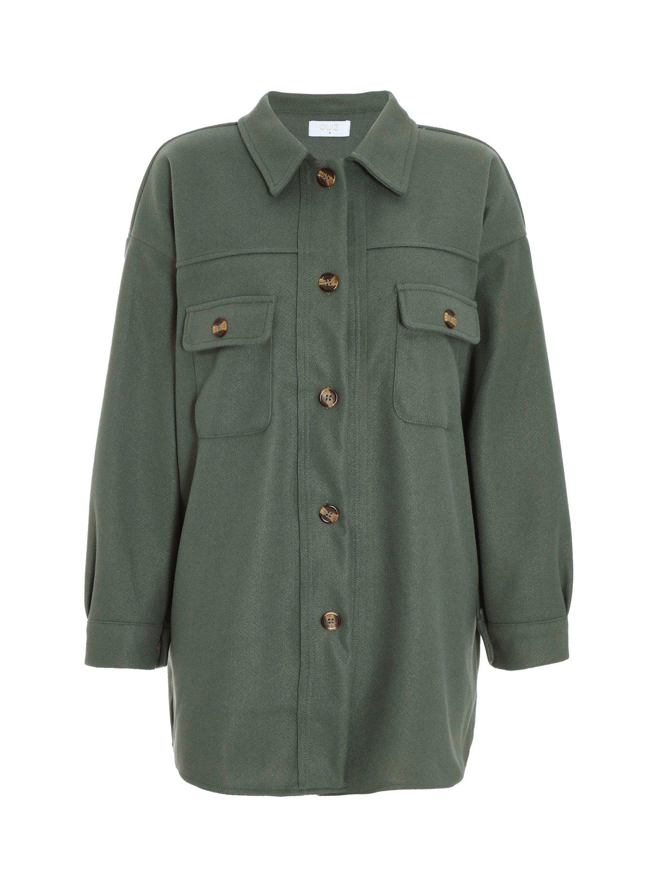 Image 4 of 6 of Quiz Khaki Button Front Shacket