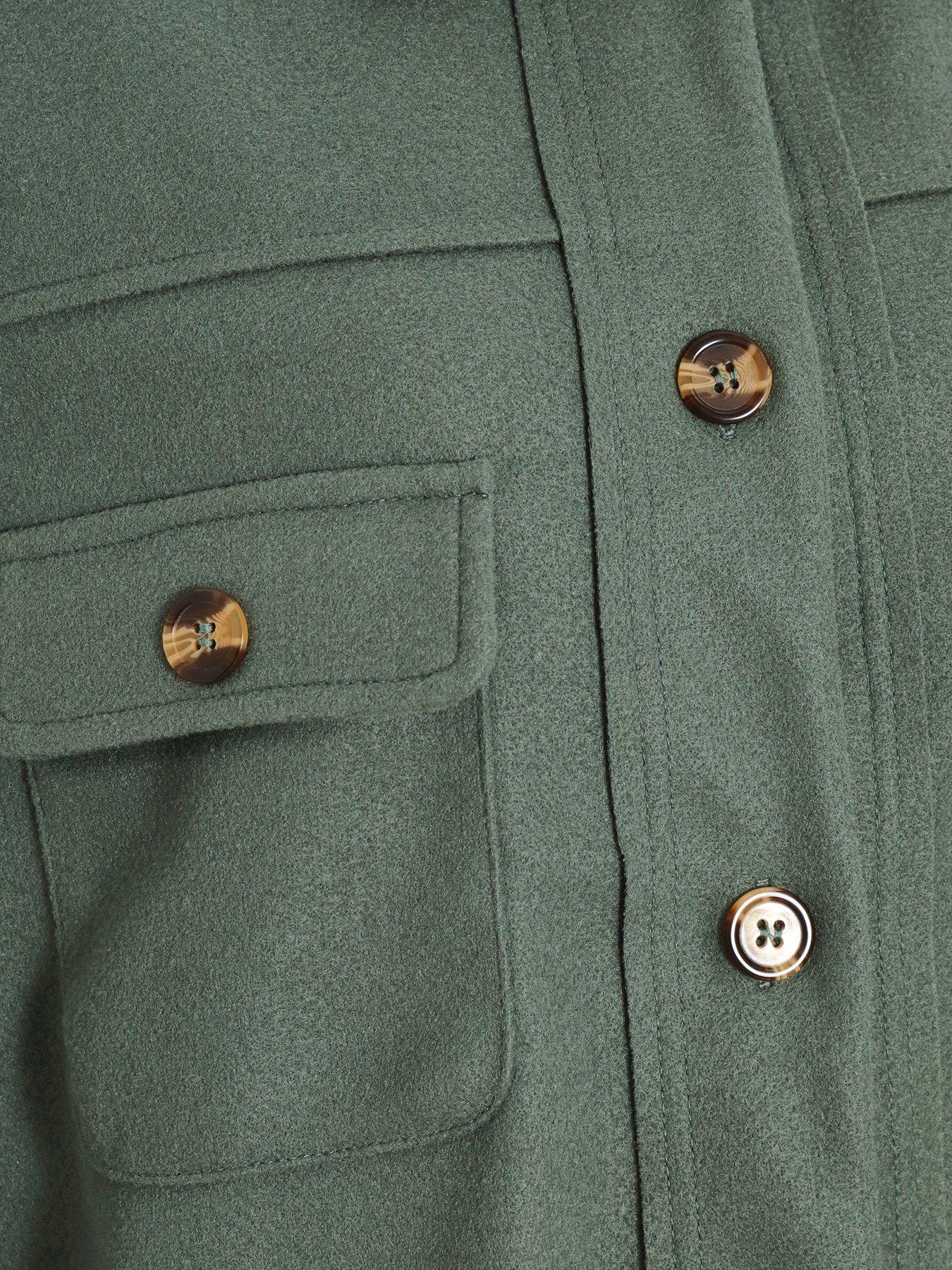 Image 6 of 6 of Quiz Khaki Button Front Shacket