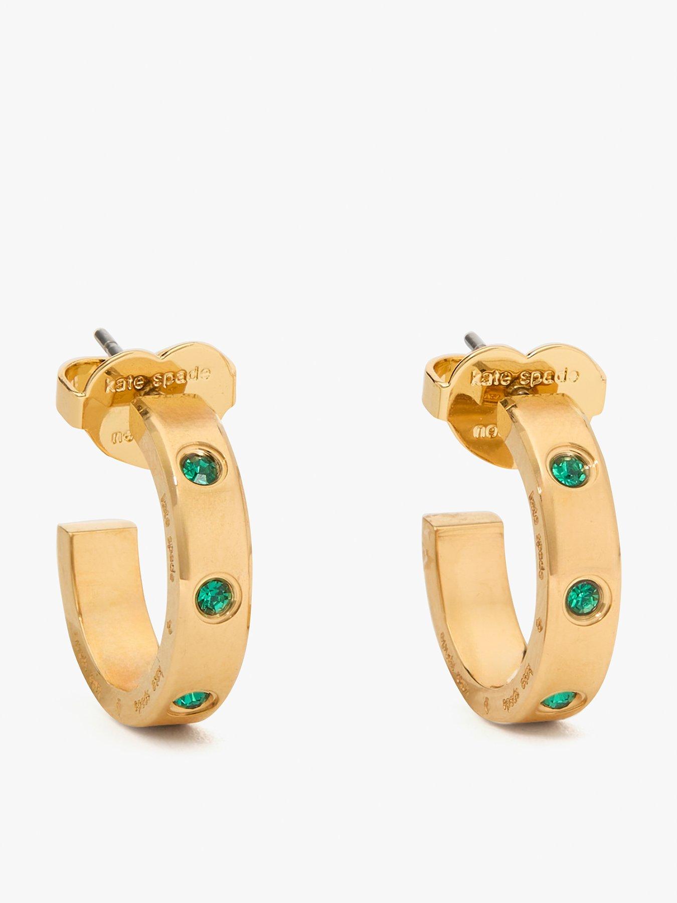 Product photograph of Kate Spade New York Set In Stone Emerald Huggies Earrings - Emerald from very.co.uk