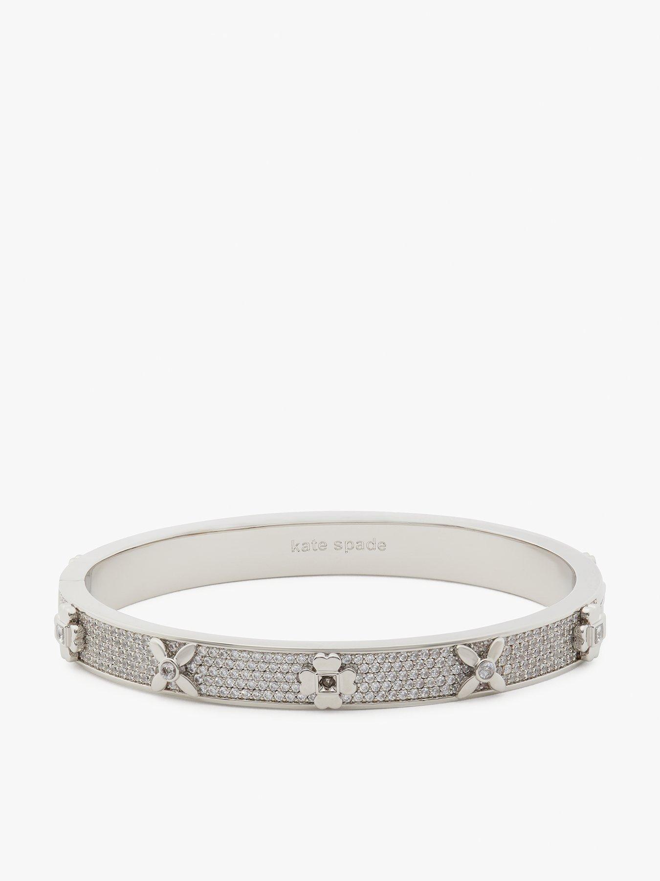 Product photograph of Kate Spade New York Heritage Bloom Sparkly Bangle - Silver from very.co.uk