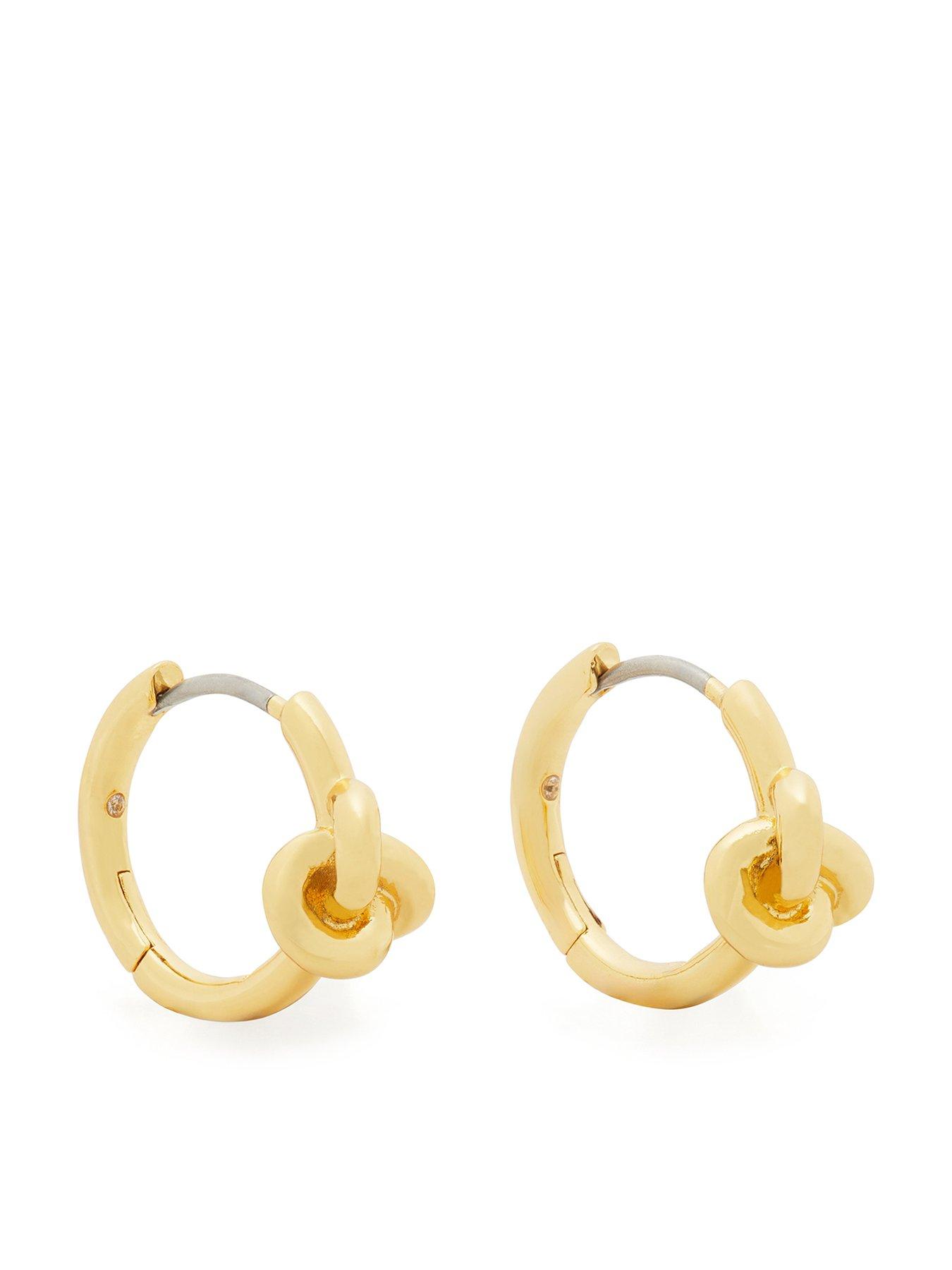 Product photograph of Kate Spade New York Double Knot Huggies Earrings - Gold from very.co.uk