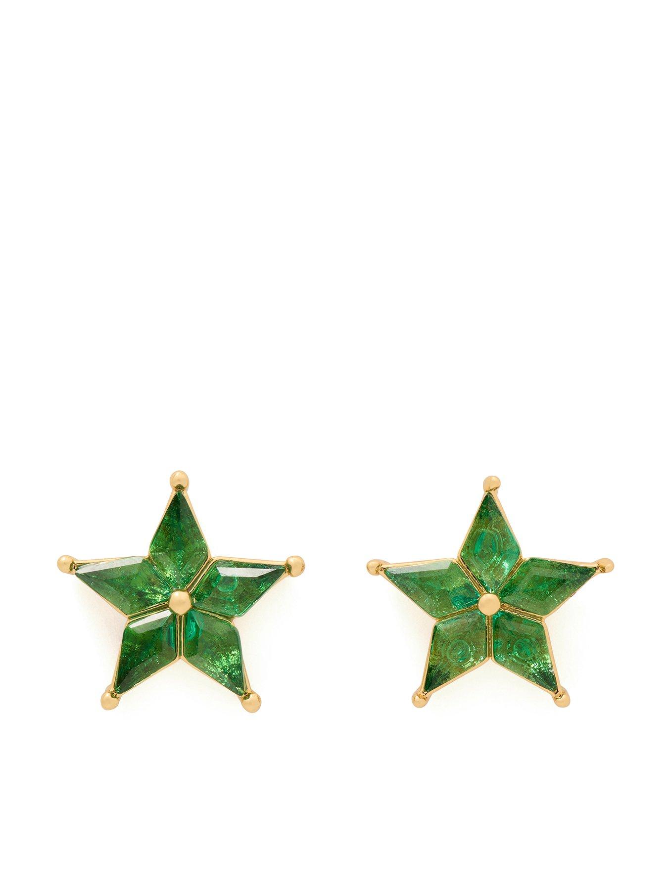 Product photograph of Kate Spade New York Cosmos Star Stud Earrings - Emerald from very.co.uk