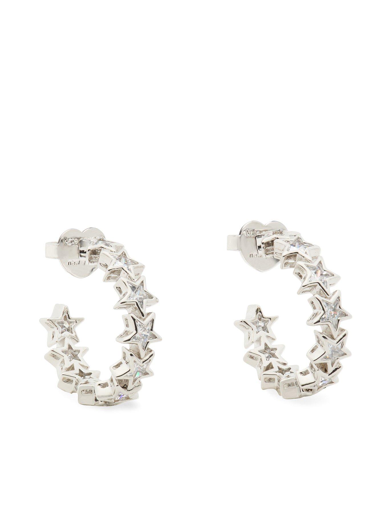 Product photograph of Kate Spade New York Space Cadet Star Huggies Earrings - Silver from very.co.uk