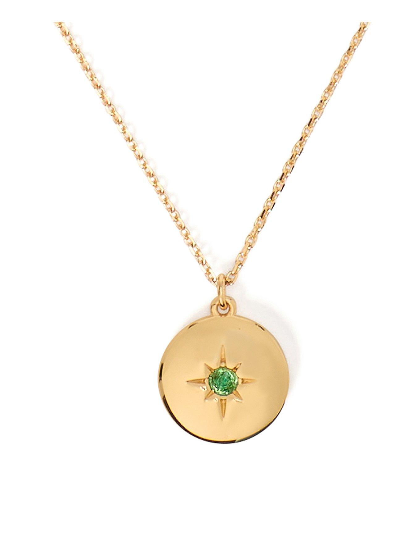 Product photograph of Kate Spade New York Colour Theory Loyalty Medallion Necklace - Green Gold from very.co.uk