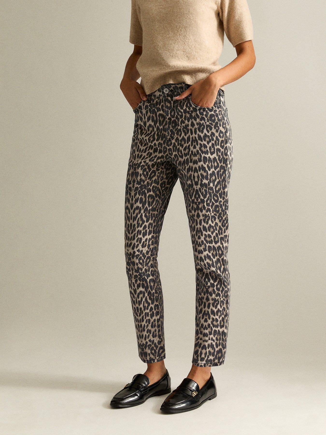 New Look Leopard Print Straight Leg Jeans Brown Very